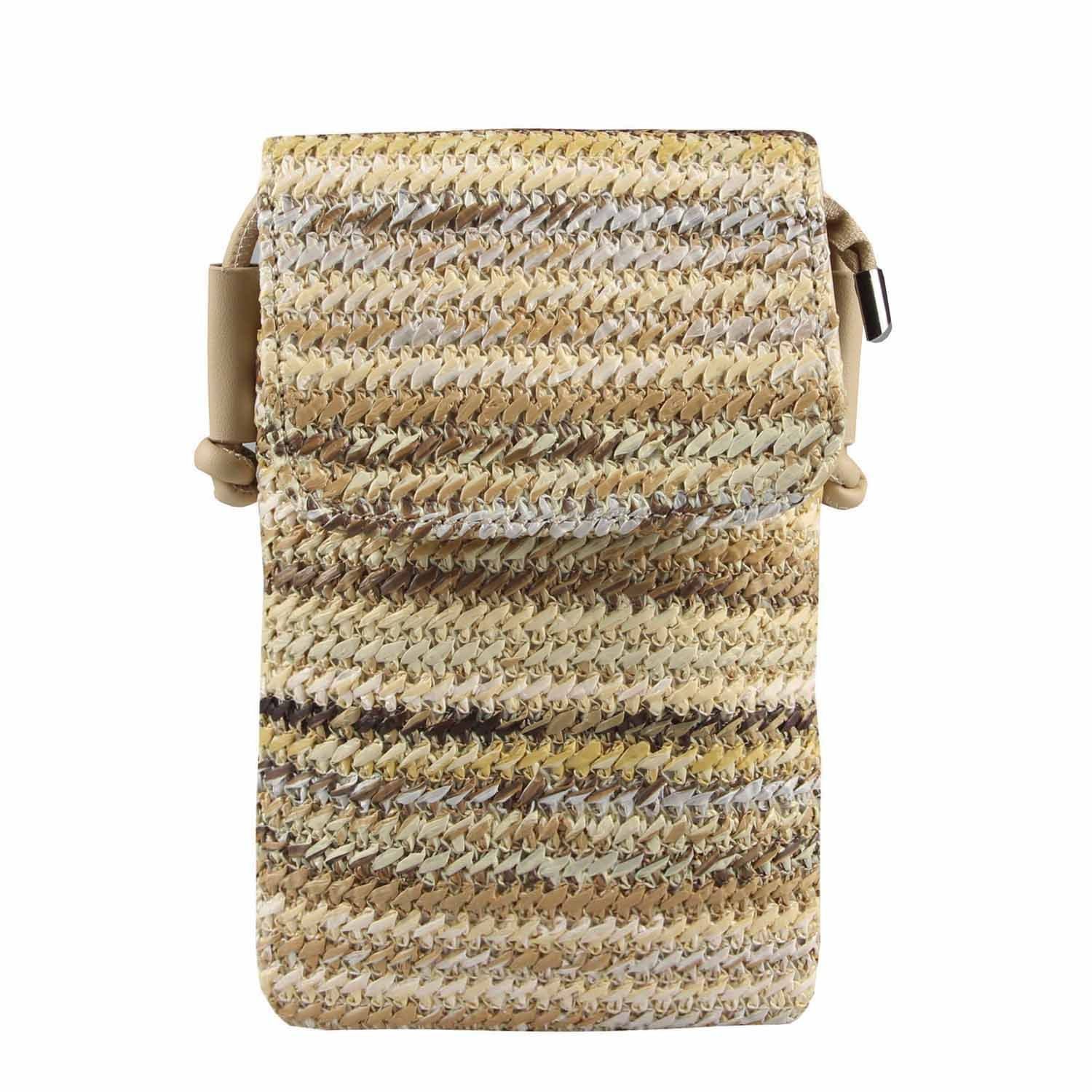 Geldbörse Damen Stroh Tasche Handytasche Crossbody Umhängetasche Strand Bodybag