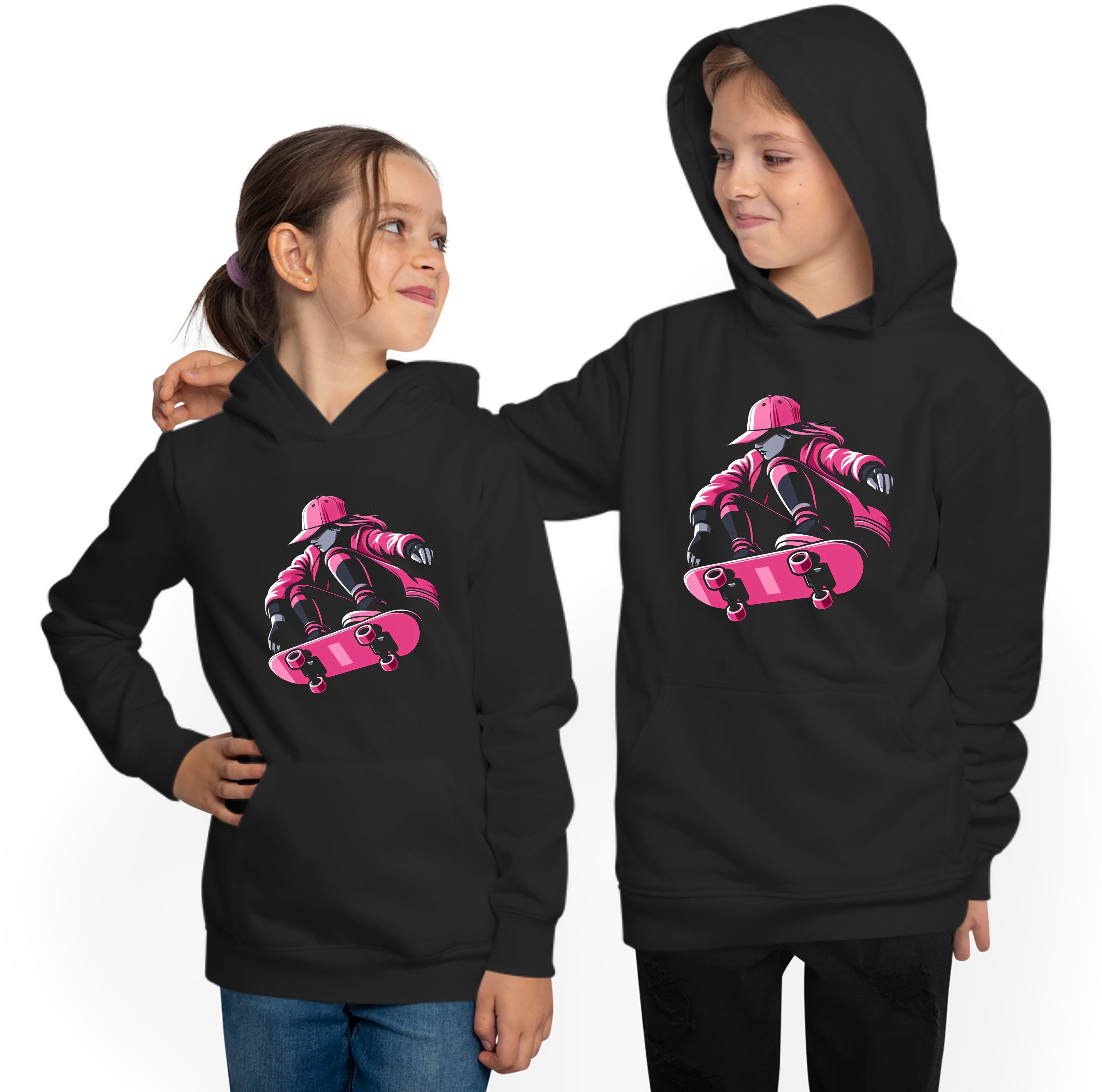MyDesign24 Hoodie Kinder Kapuzensweatshirt Skater Kapuzen Pulli Skateboarder Kapuzensweater i714