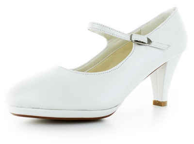 White Lady 836 Leder Brautschuhe mit Spange Spangenpumps