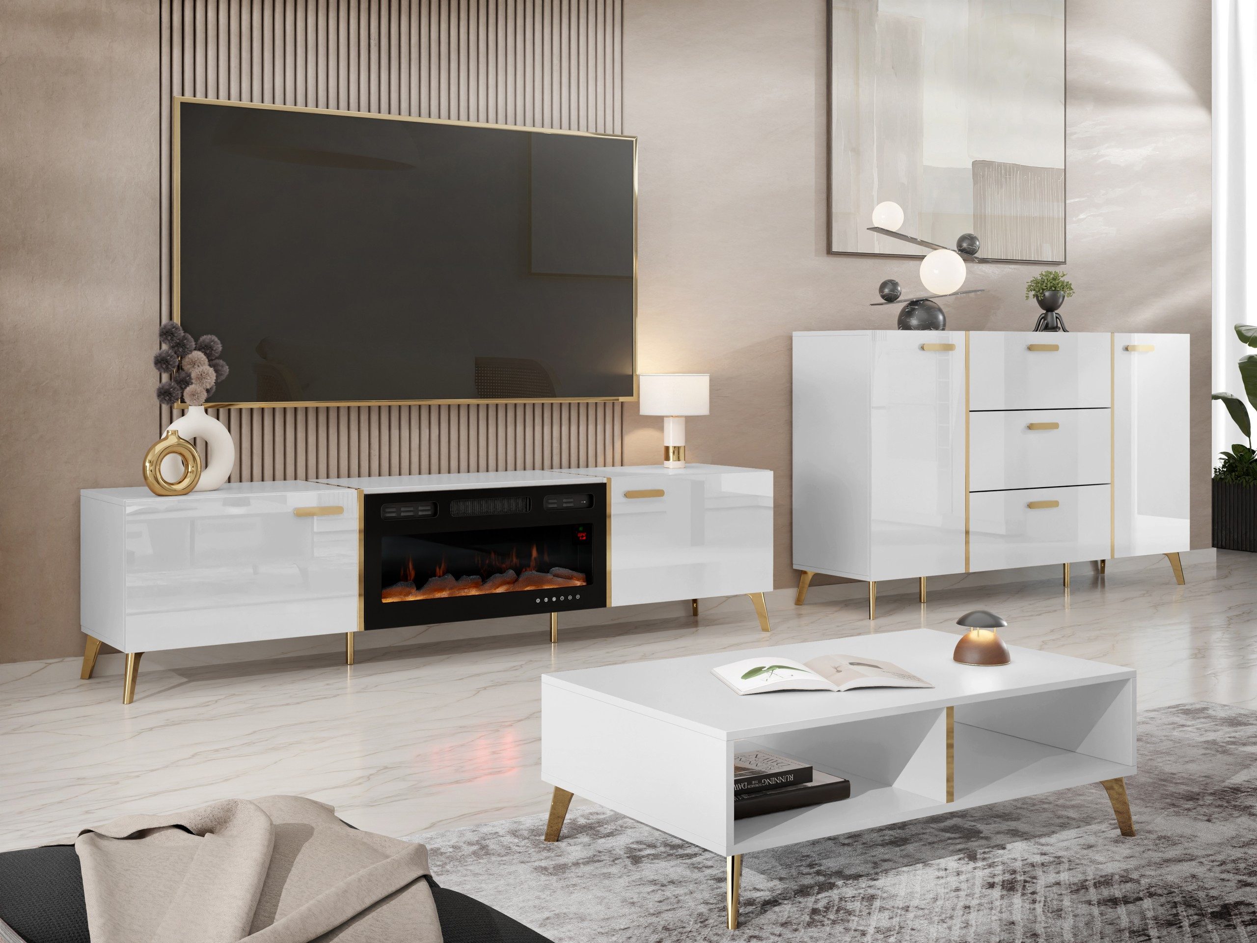 MIRJAN24 Wohnzimmer-Set Picru I, (3er-Set, Kommode, TV-Lowboard, Couchtisch günstig online kaufen