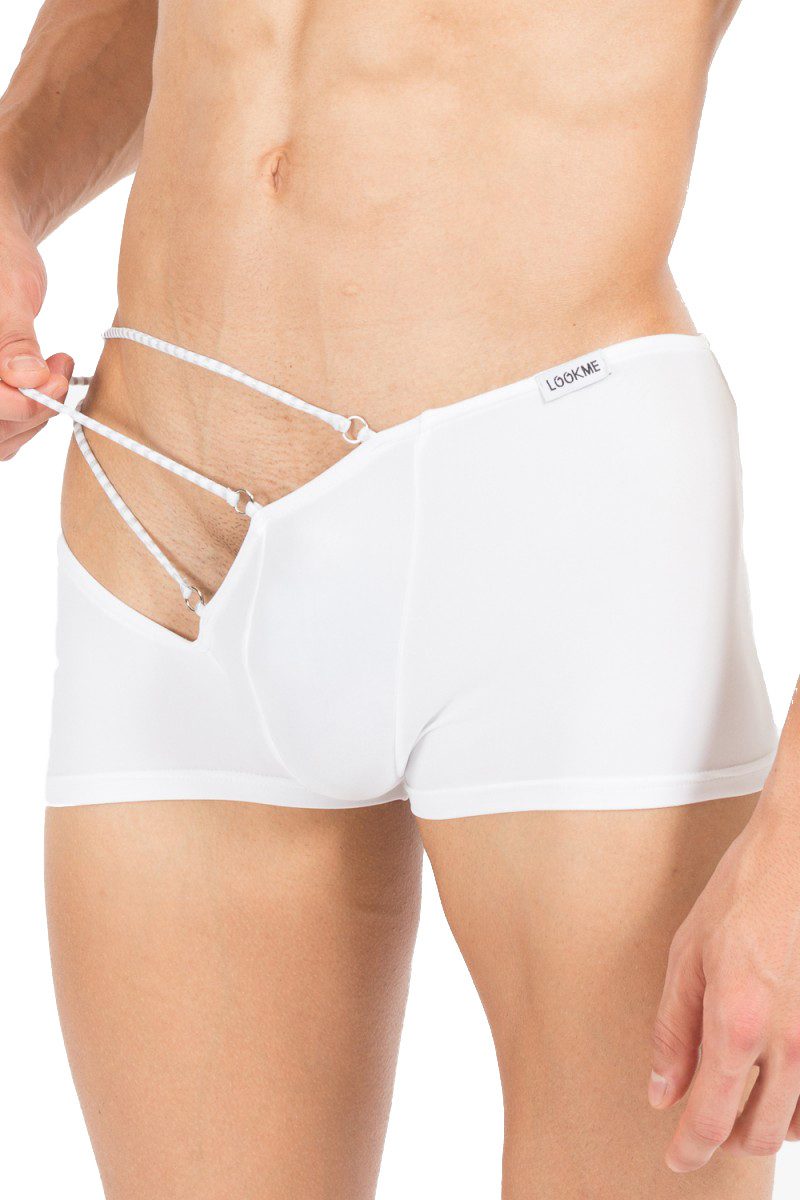 LOOK ME Slip Erotischer Weißer Herren Boxer Short Männer Slip dehnbar und blickdich
