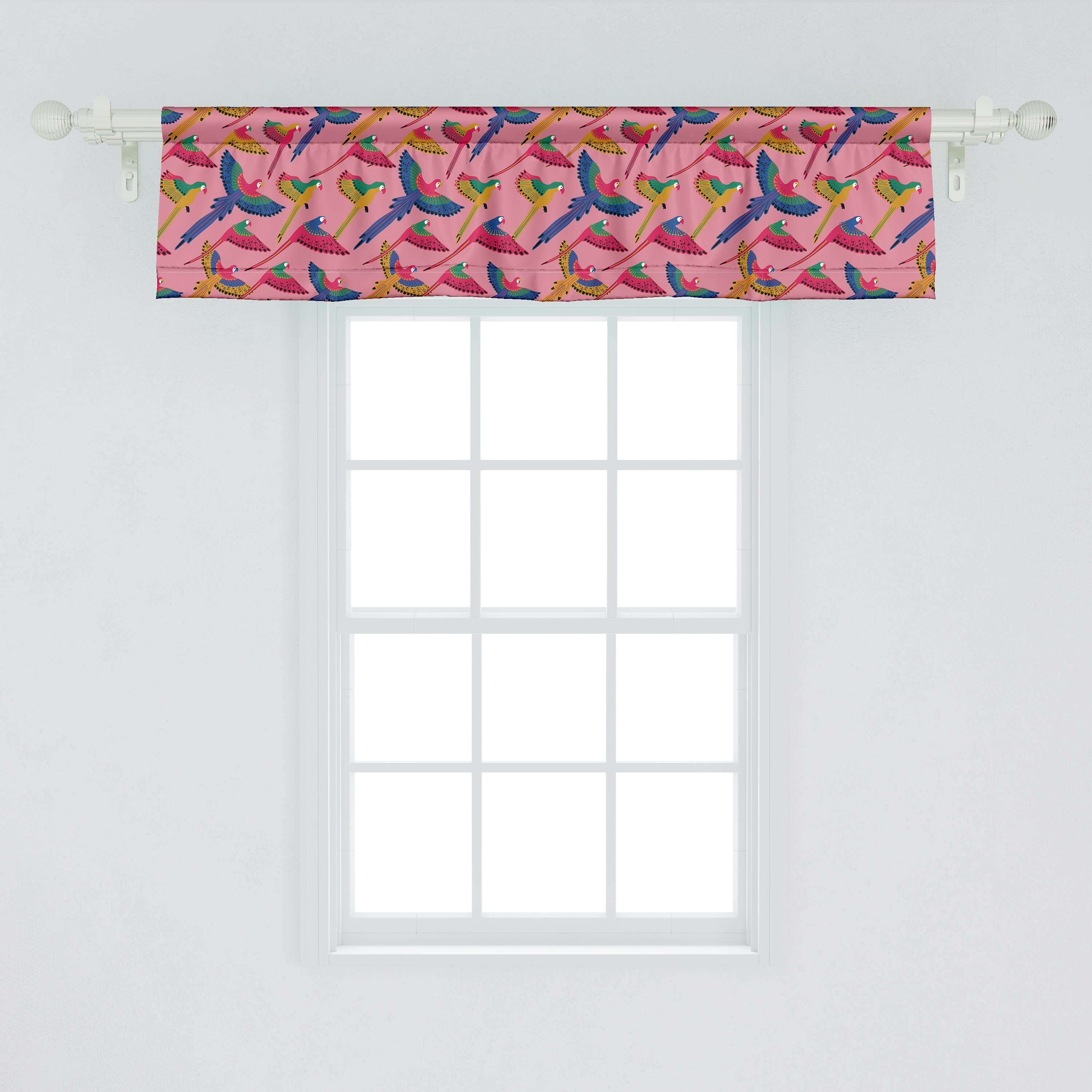 Scheibengardine Vorhang Volant Tropische Küche Dekor Schlafzimmer Papageien mit Vogel Microfaser, Abakuhaus, Schwänze für lange Stangentasche