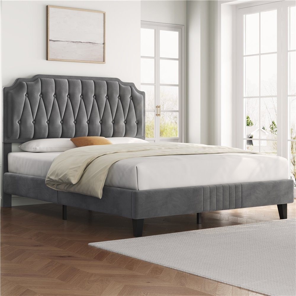 Yaheetech Polsterbett Bettgestell, Doppelbett 140 × 200 cm mit höhenverstel günstig online kaufen