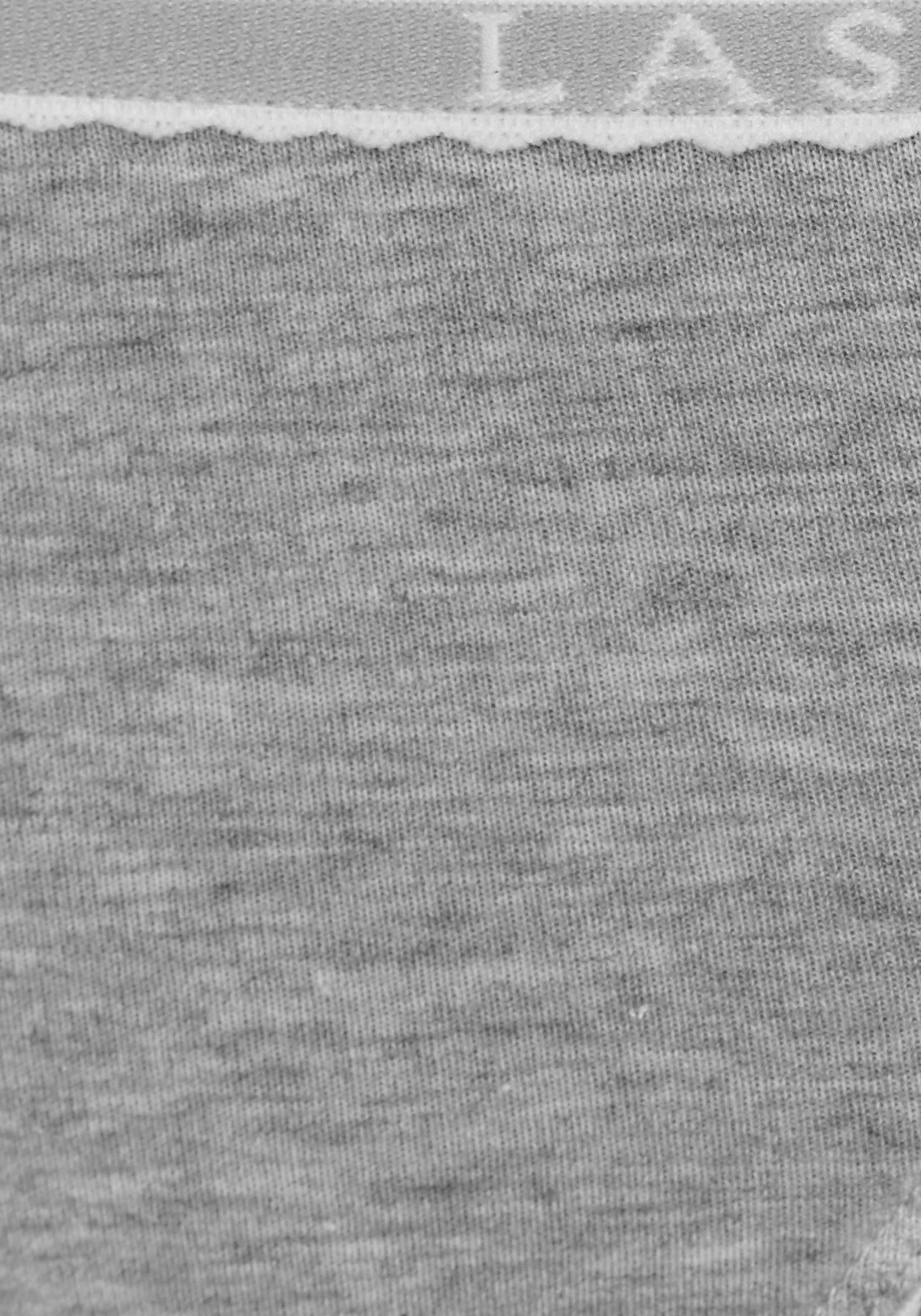 LASCANA Slip (Packung, 4-St) aus grau-meliert, creme elastischer Baumwoll-Qualität