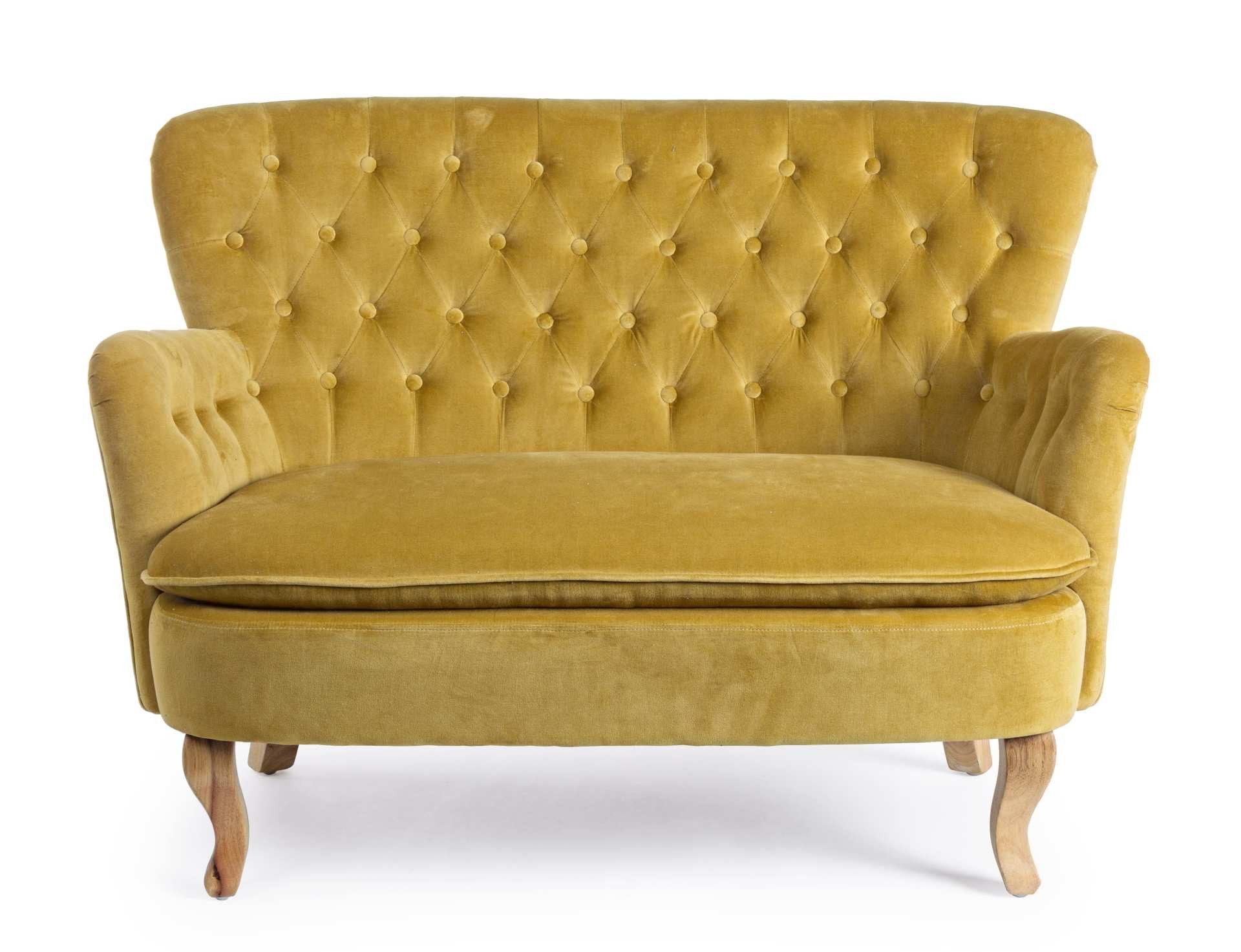 Feeling4Home 2-Sitzer 2-Sitzer Sofa Orlins in Samt-Optik, Gelb