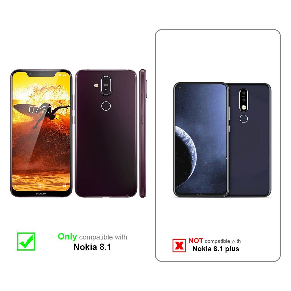 Cadorabo Handyhülle für Nokia 8.1 Hülle Nokia 8.1, Hülle Schutzhülle mit Standfunktion, Magnetverschluss und Kartenfach
