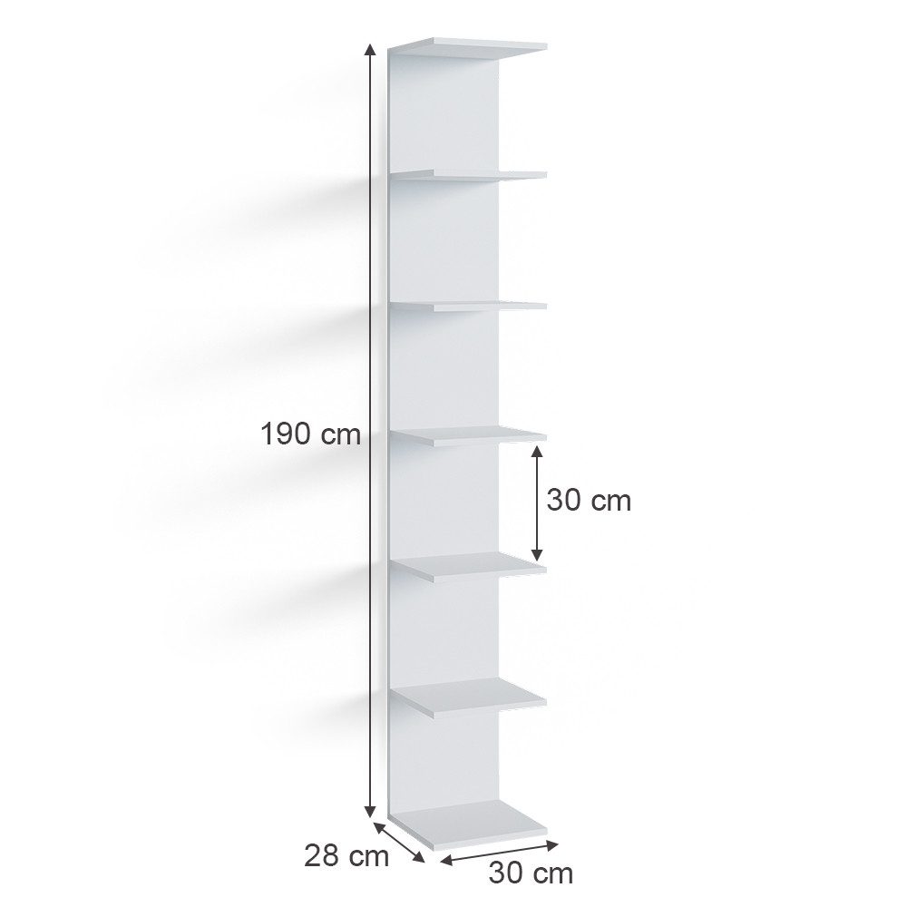 Vicco Bücherregal Paolo, Weiß, 28 x 190 cm 2er Set, 2-tlg.