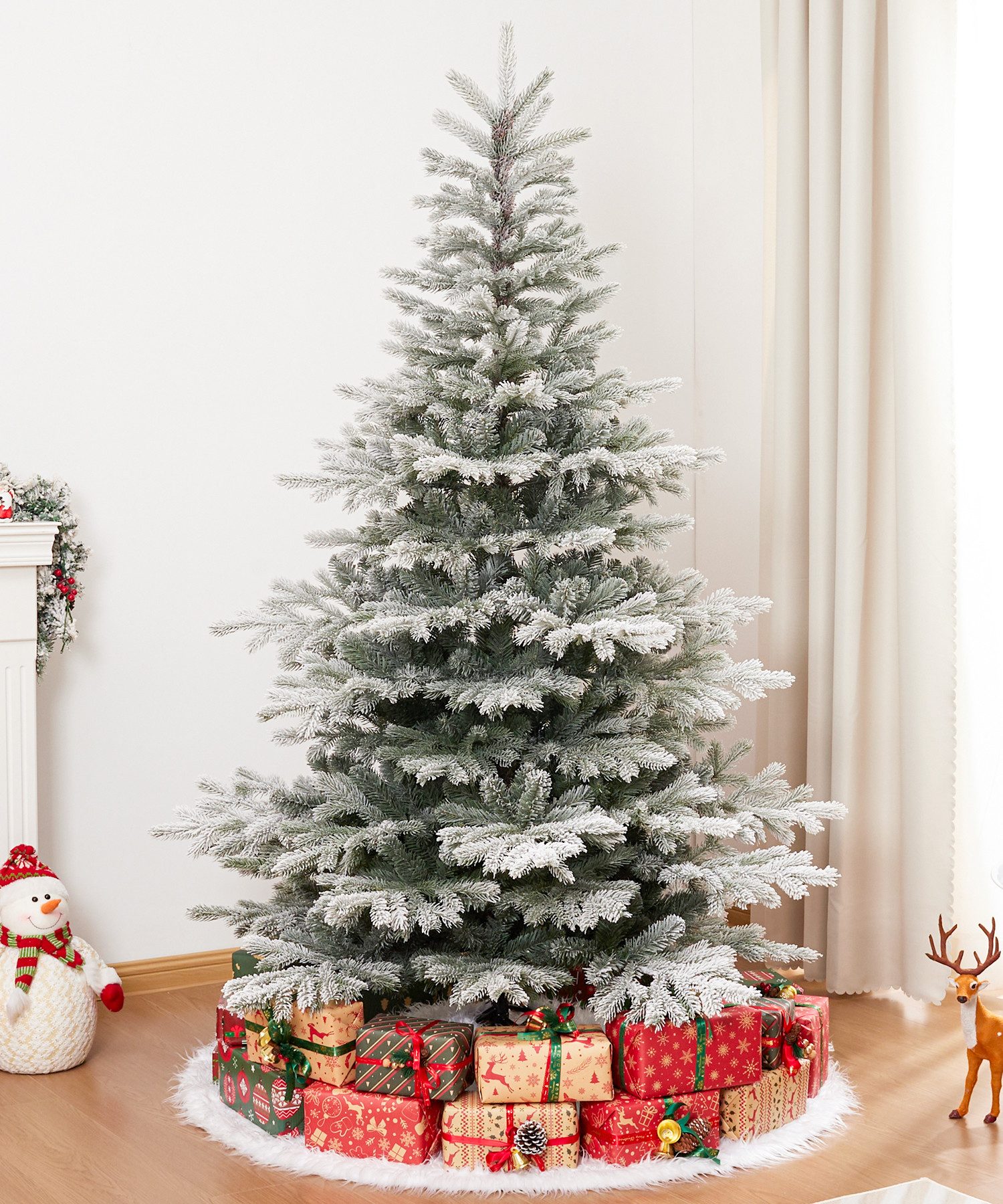 Yorbay Künstlicher Weihnachtsbaum Künstlicher Christbaum, mit Schnee, Metallständer – Bild 5 von 5