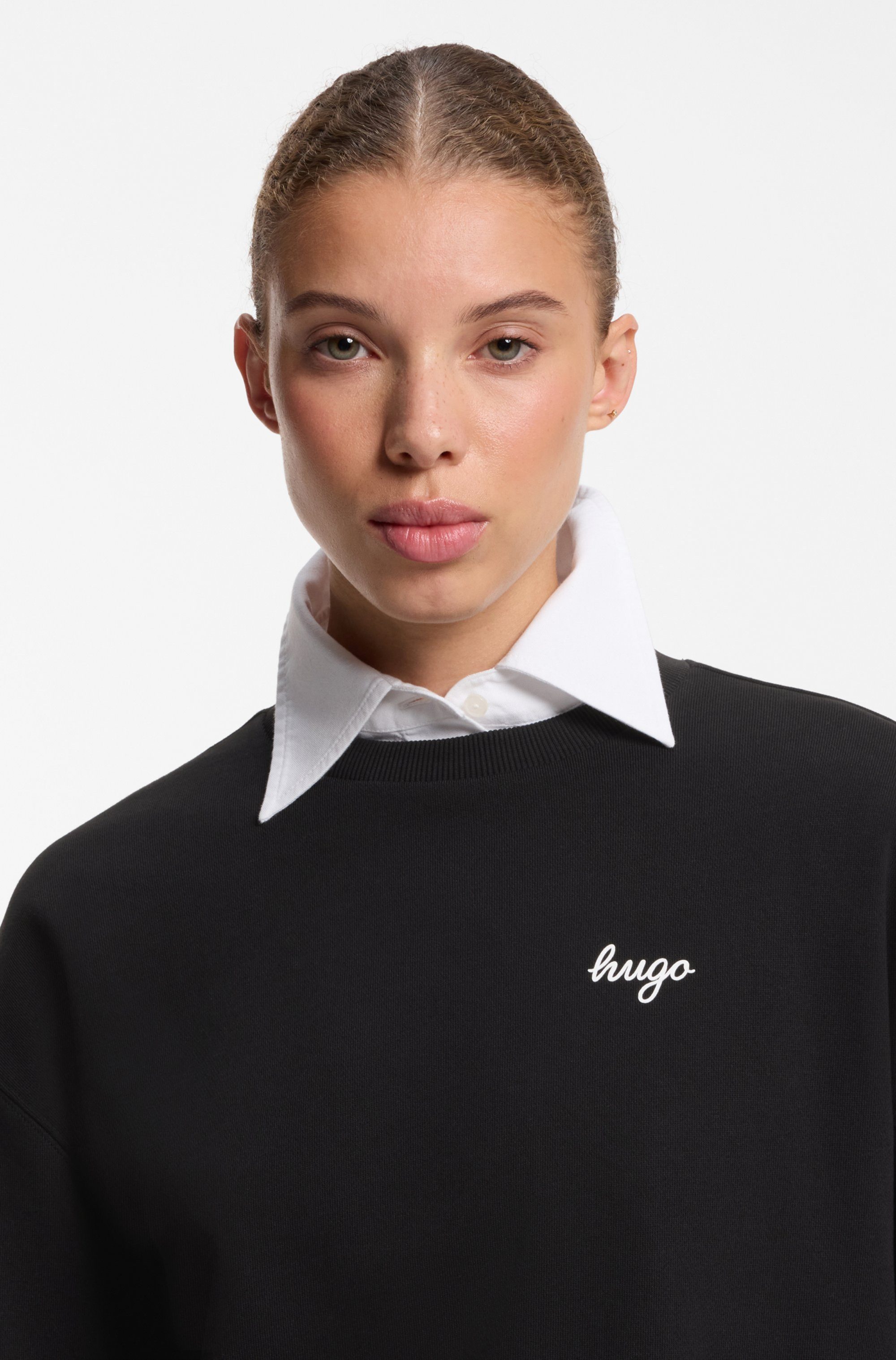 HUGO Sweatshirt Damaswee mit Logoschriftzug, Rundhals