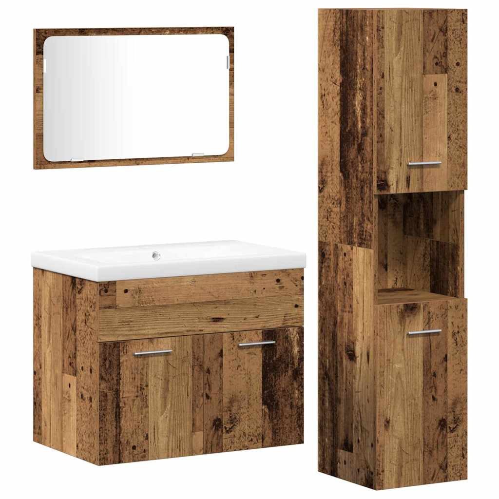 vidaXL Badezimmer-Set Badezimmermöbel-Set 4 Stk. Braun Holzwerkstoff, (4-St)