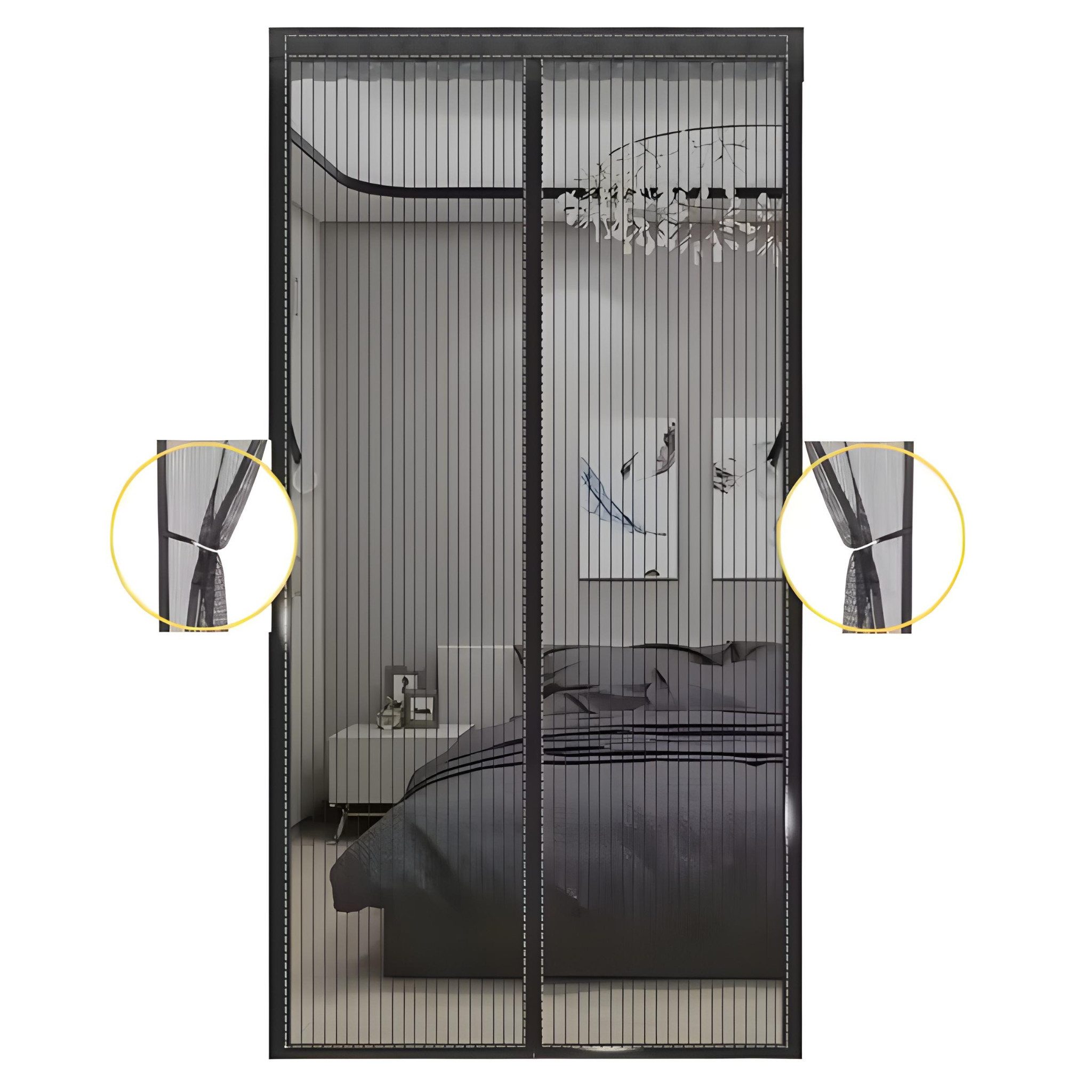 Norvéa Home Insektenschutz-Vorhang Magnet Fliegengitter Türvorhang schwarz, Mückenschutz, Insektengitter, (Komplett-Set), BxH: 90×210 & 100×210 cm, leichte Installation dank Klettverschluss