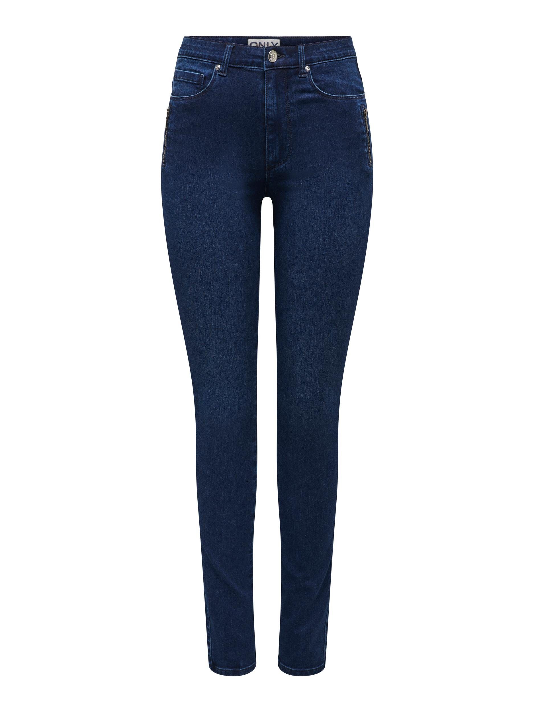 ONLY High-waist-Jeans ONLROYAL HW SK ZIP POC DNM PIM Dark Blue Denim