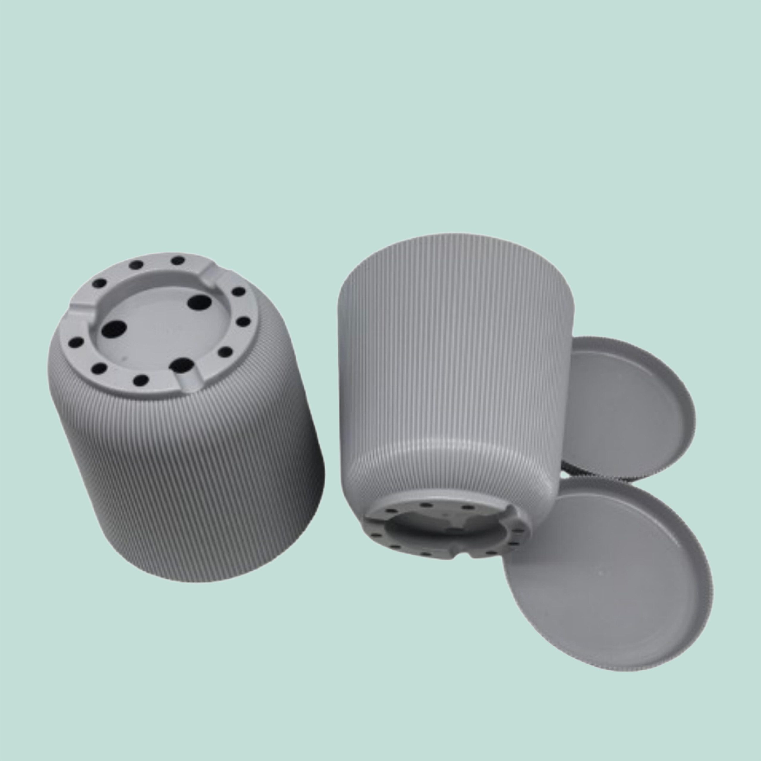 relaxdays Blumentopf mit Untersetzer 2er Set, Hellgrau