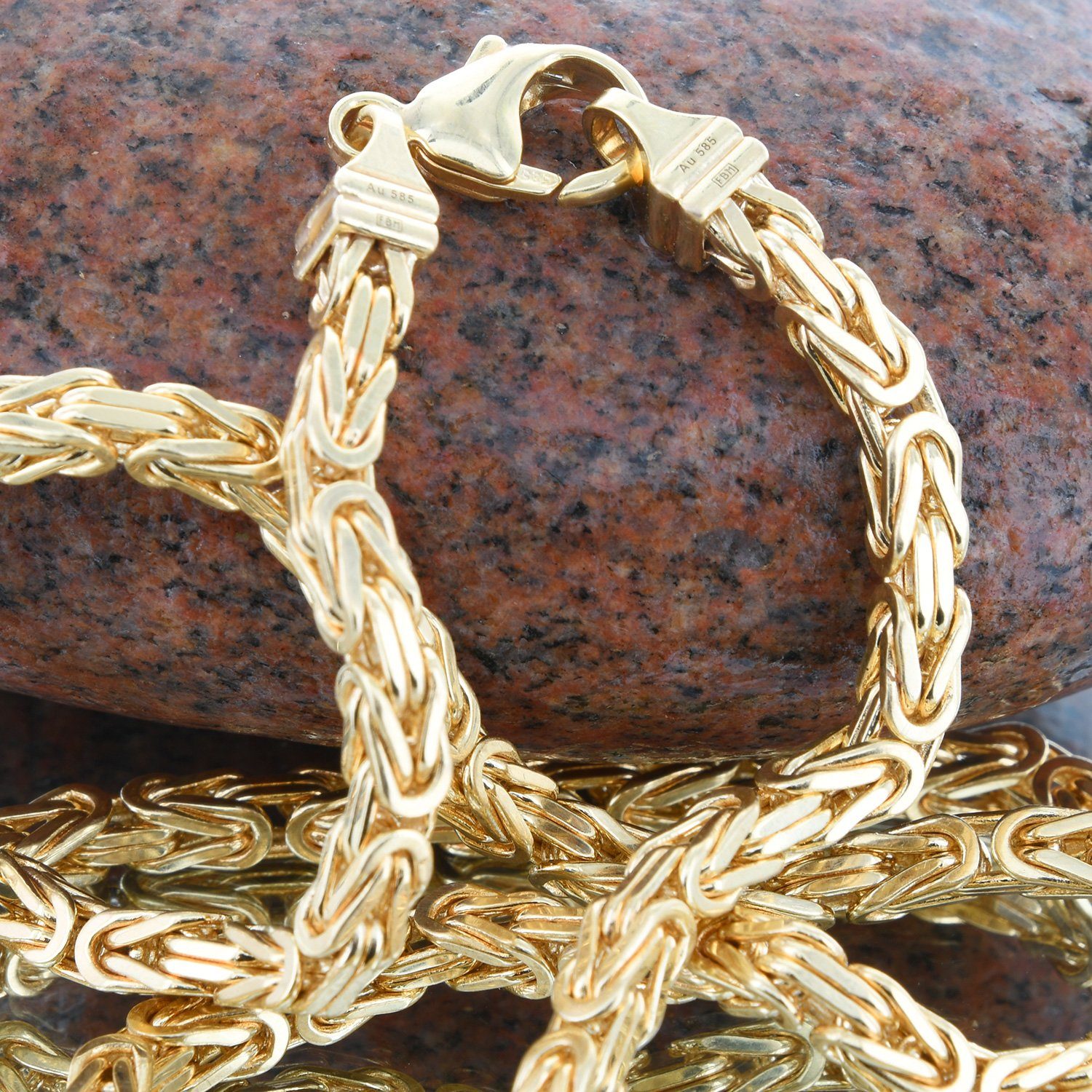 HOPLO Goldarmband »4,0 mm 585 - 14 Karat Gold Armkette Königskette massiv  Gold hochwertige Goldkette - Länge nach Wahl«