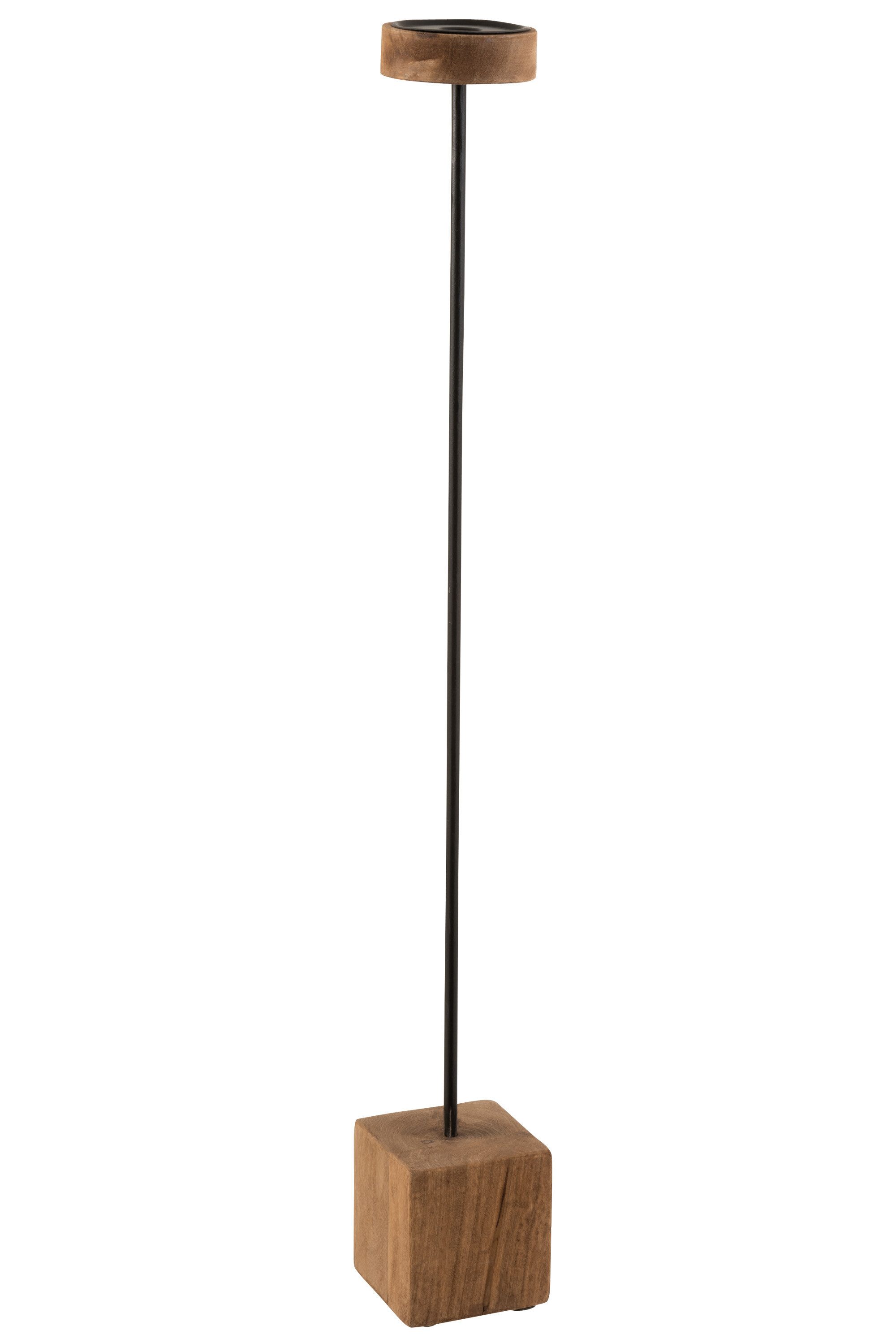 J-line Kerzenständer Kerzenhalter Auf Fuß Viereckig Mangobaum / Metall Naturell Extra Large