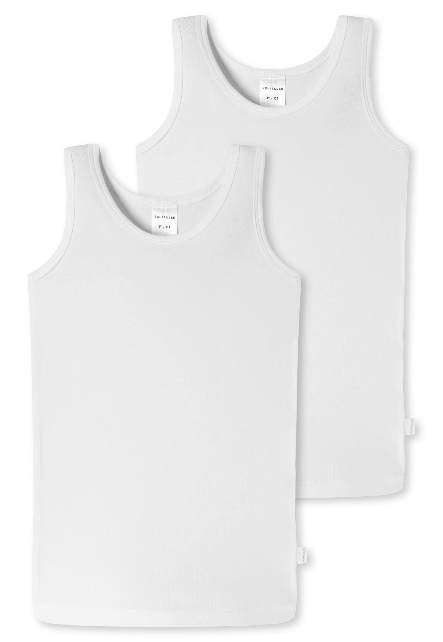 Schiesser Unterhemd weiß mit (2er-Pack) Markenlabel