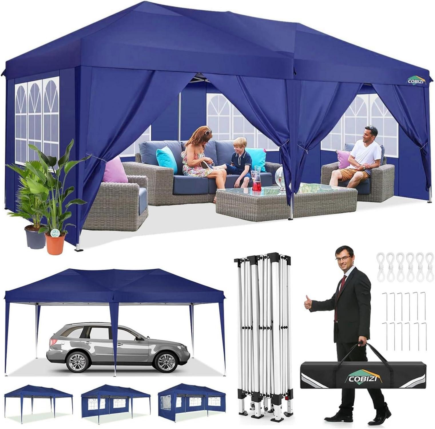 Faltpavillon Faltpavillon 3x6 Wasserdicht Winterfest Pop Up Pavillon klappbar