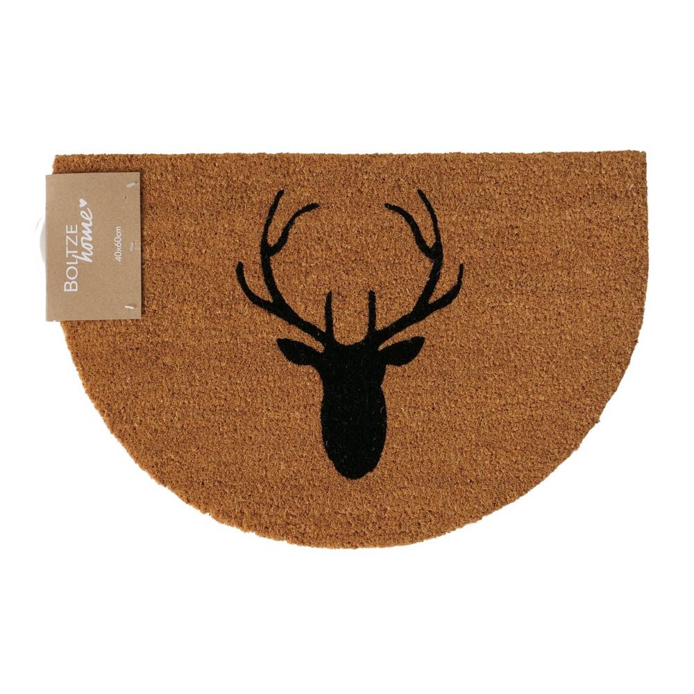 BOLTZE Fußmatte Halbrunde Fußmatte DEER natur schwarz mit Hirschkopf Deko J günstig online kaufen