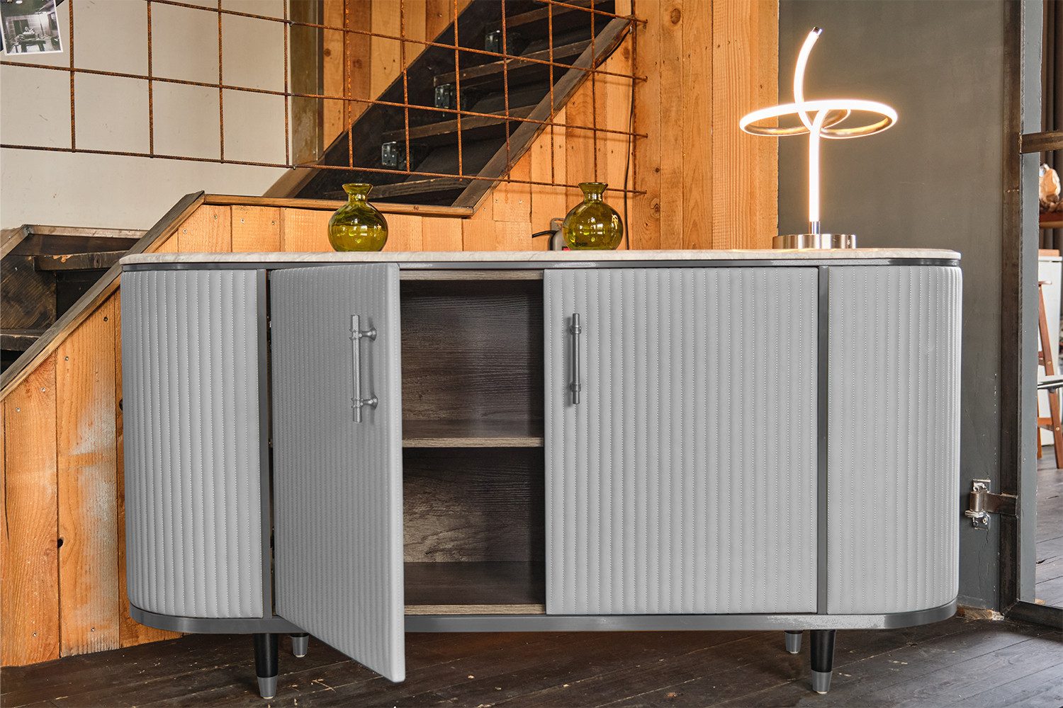 KAWOLA TV-Board MARIA, Marmorplatte Kunstleder verschiedene Farben