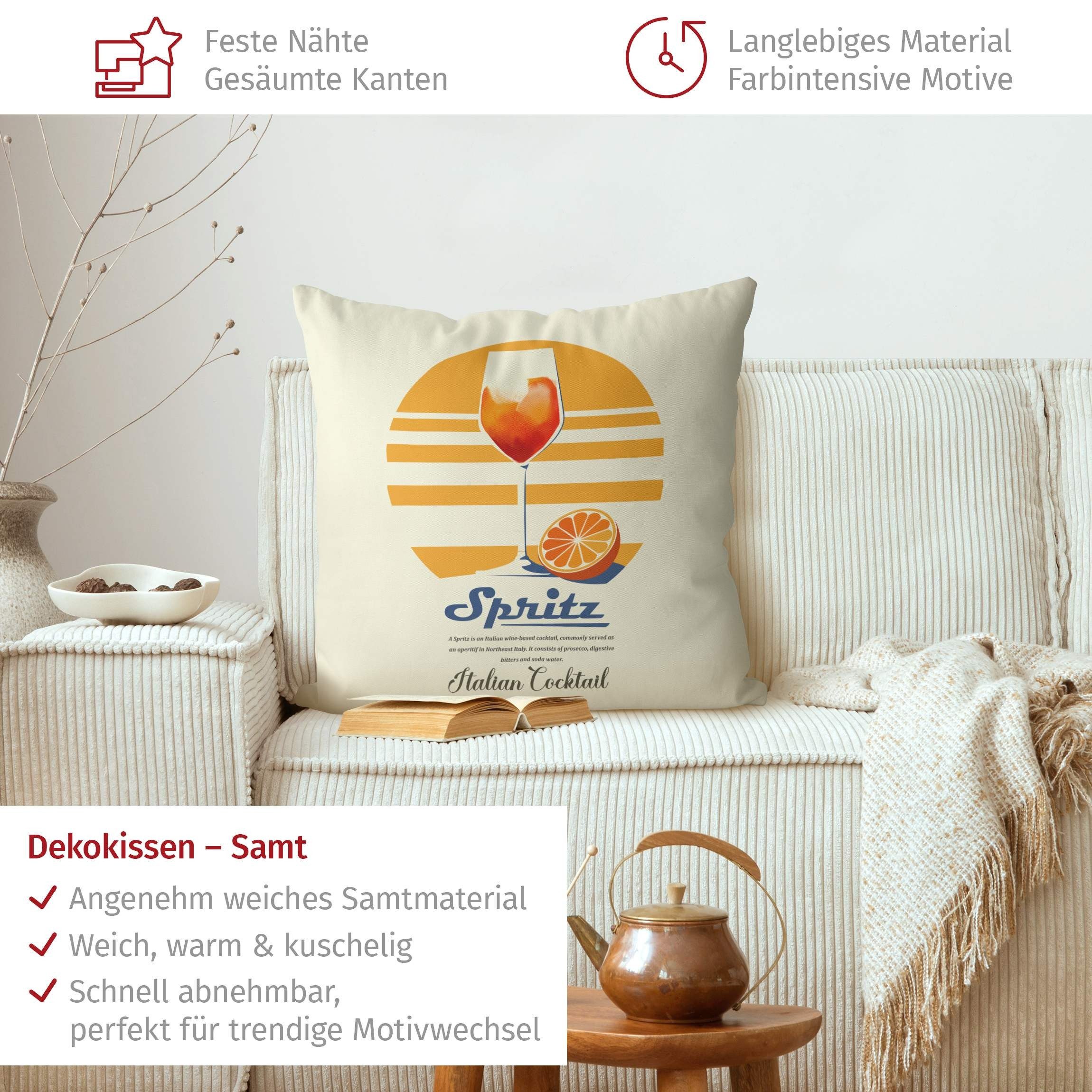 Bilderdepot24 Dekokissen drinnen Kissenhülle/ Sofakissen/ Zierkissen Kissenhülle orange Buchsta, Bezug mit / ohne Füllung Zierkissen Outdoor Sofa Bett