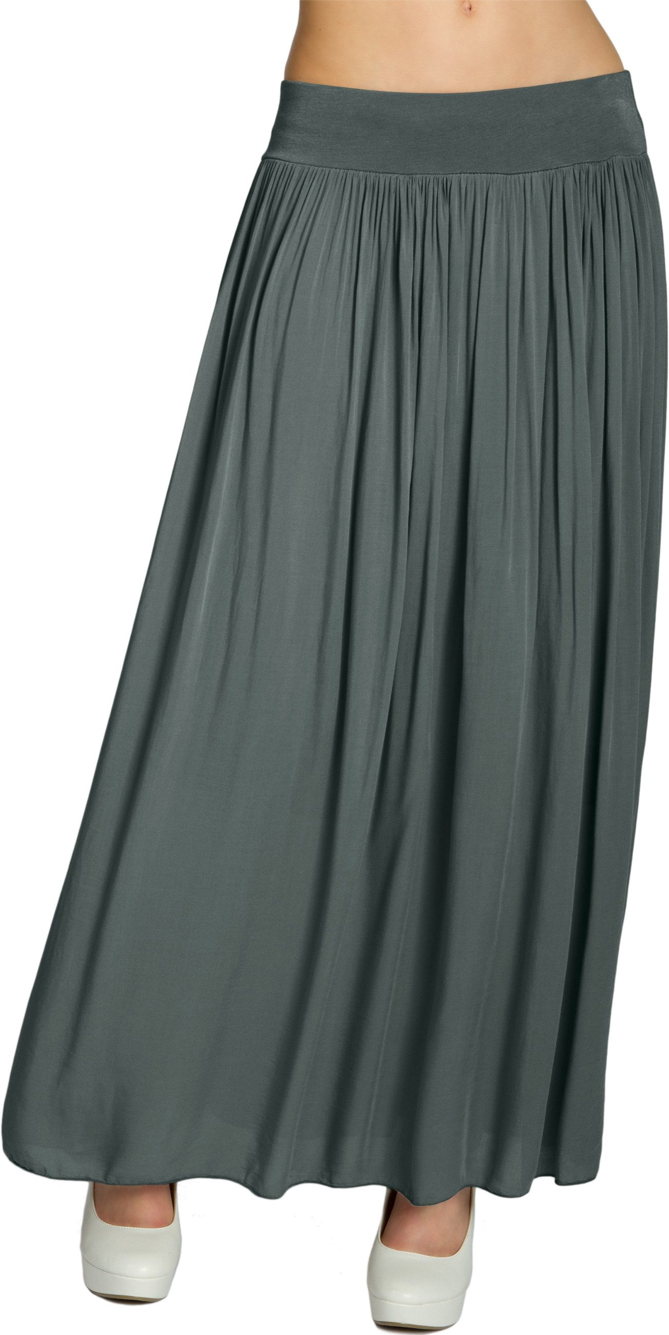 Caspar Faltenrock RO034 leichter langer eleganter Damen Sommer Rock Maxirock - bodenlang bei ca. 157 cm Körpergröße