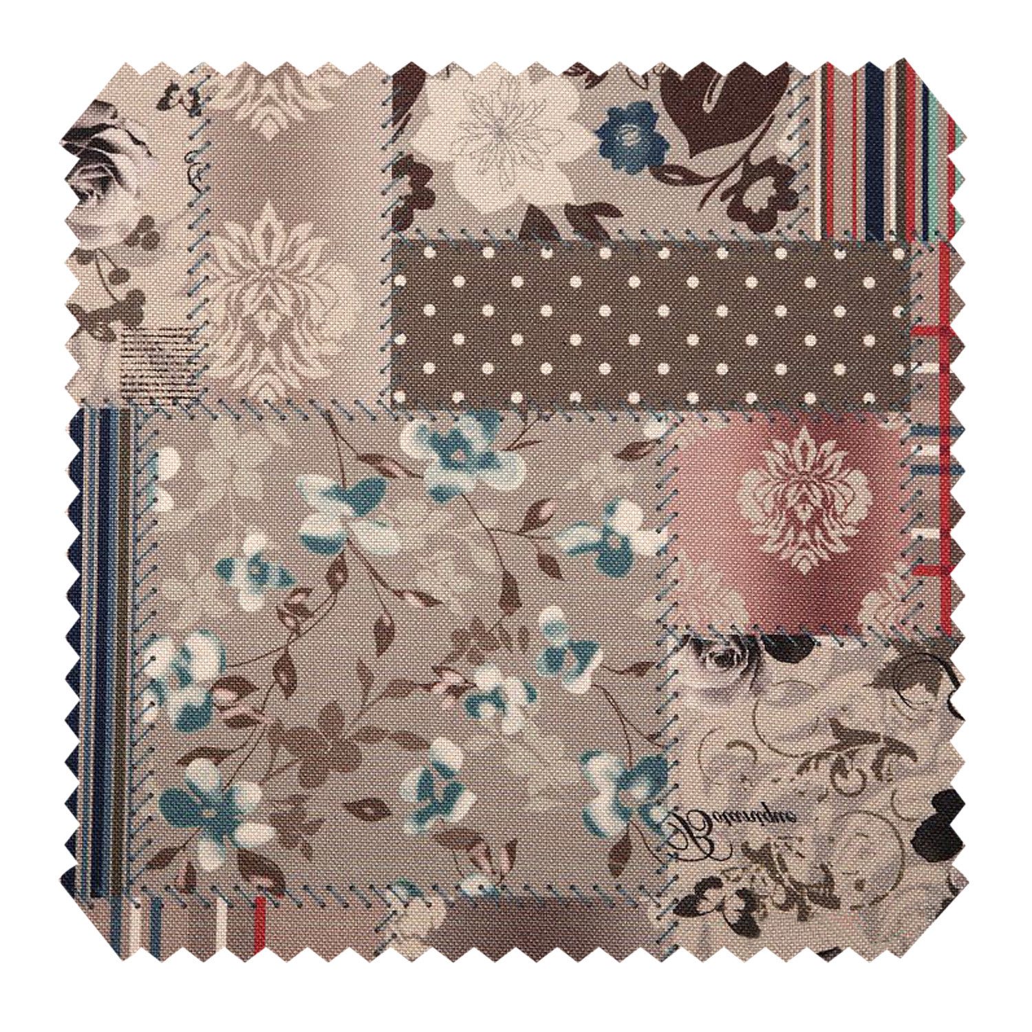 novely® Stoff HANAU VIVIEN - Möbelstoff mit Patchwork-Print, Robust, Pflegeleicht, Waschbar, Meterware, 1lfm