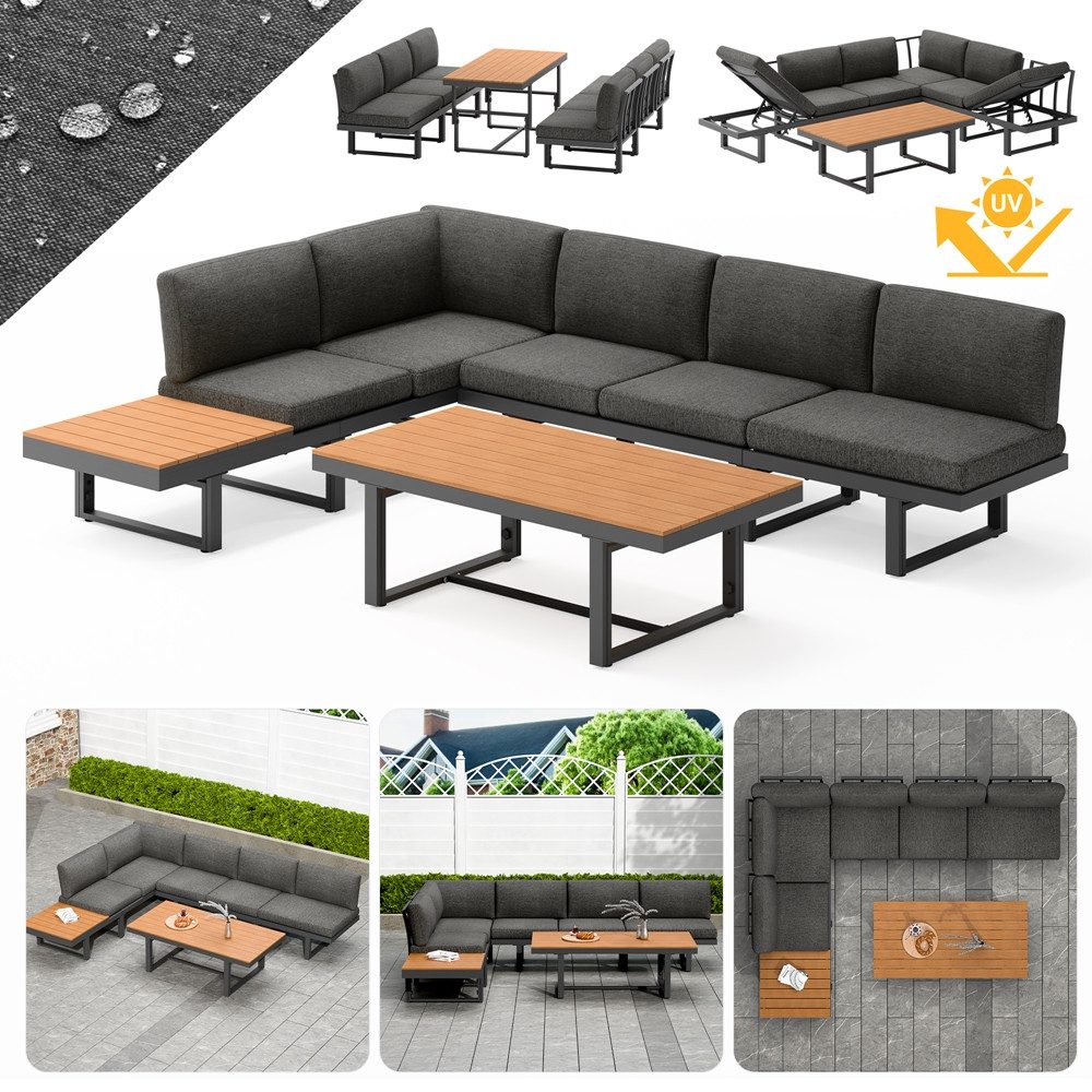 Mucola Garten-Essgruppe Gartenmöbel Set mit Liegefunktion günstig online kaufen