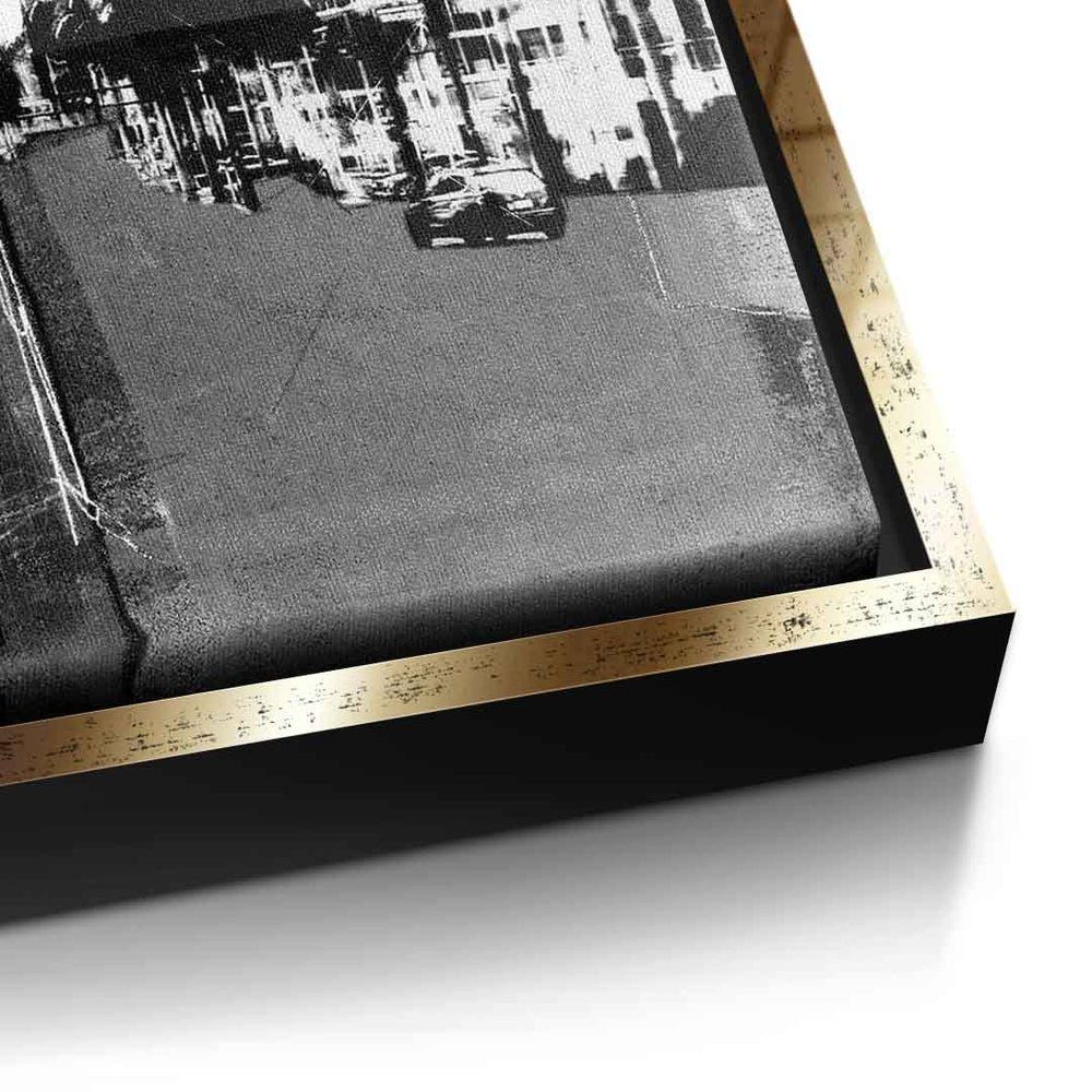 Vintage Miami Leinwandbild quadratisch schwarzer Miami, Wandbild DOTCOMCANVAS® schwarz Rahmen Vintage Leinwandbild square weiß