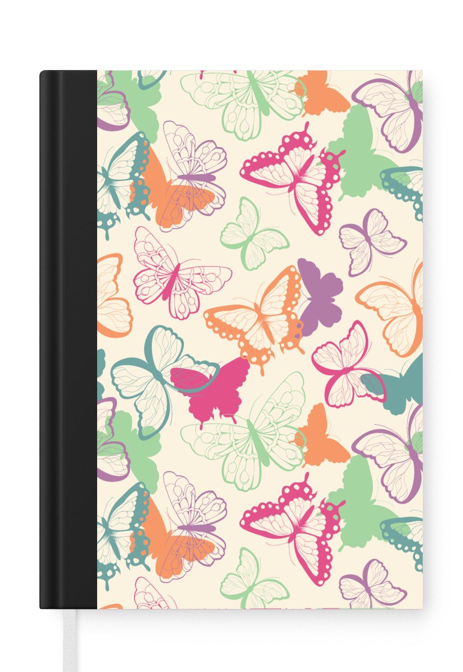 MuchoWow Notizbuch Schmetterlinge - Muster - Insekten, Journal, Merkzettel, Tagebuch, Notizheft, A5, 98 Seiten, Haushaltsbuch