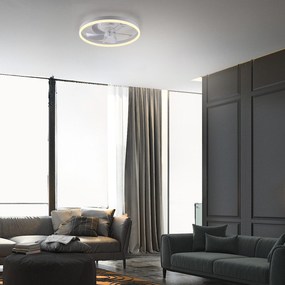JUST LIGHT LED Deckenleuchte LED Deckenventilator RITA, Bedienbar per Fernbedienung, 1 x LED-Board/ 22Watt, warmweiß - kaltweiß, warmweiß - kaltweiß, dimmbar, inkl. Fernbedienung