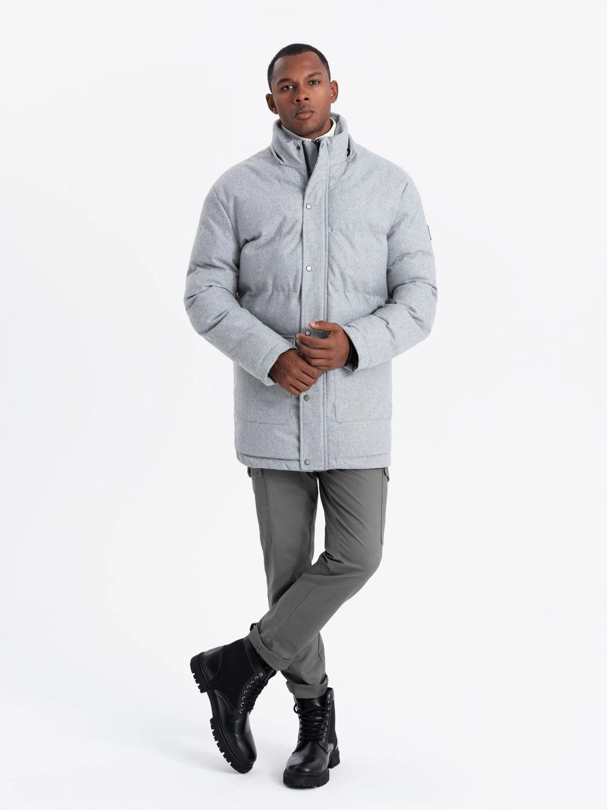 OMBRE Winterjacke Warme lange Herren Parka Jacke mit Wolle