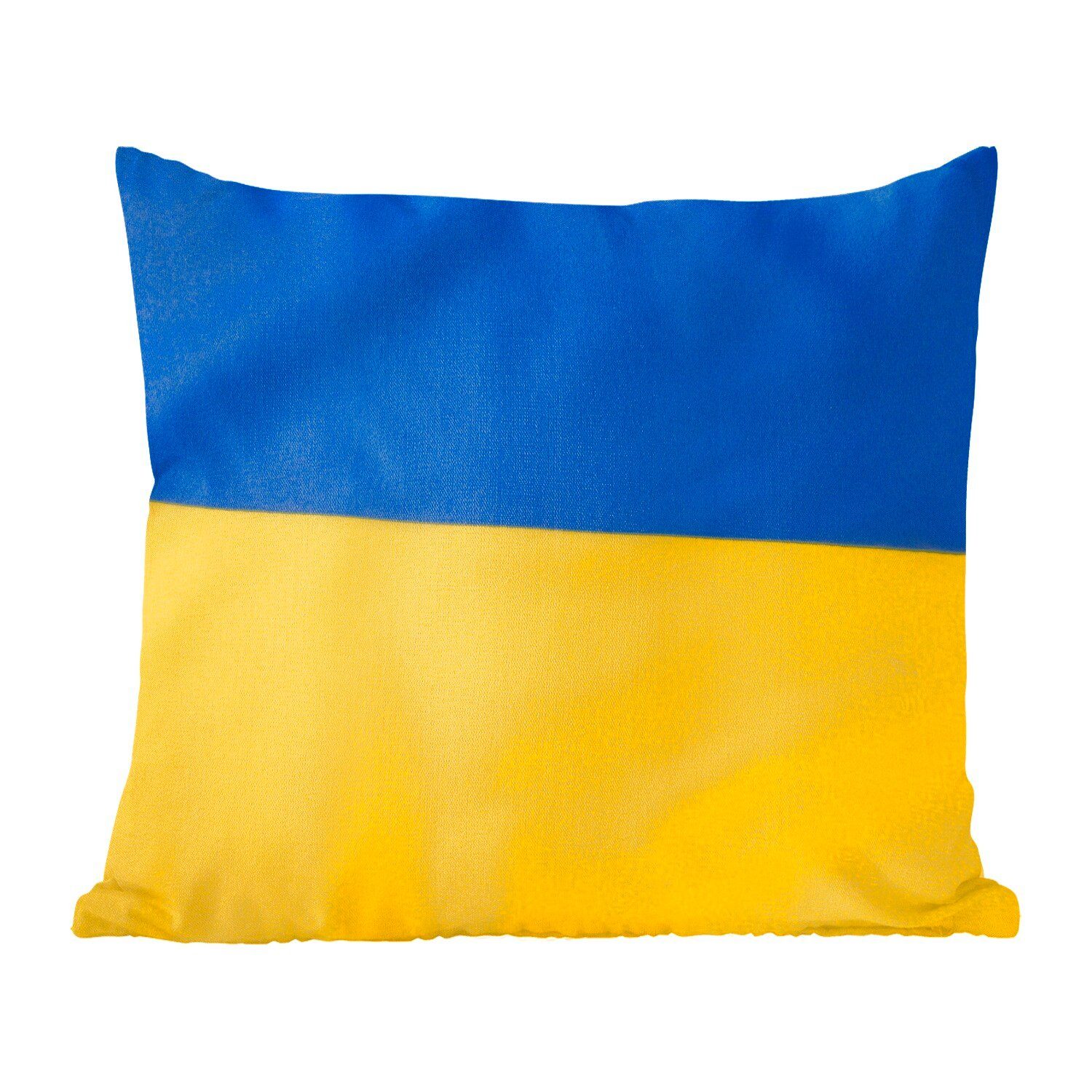 Schlafzimmer, Sofakissen für Deko, Zierkissen der der MuchoWow Dekokissen Flagge Füllung Ukraine, mit Wohzimmer, Nahaufnahme