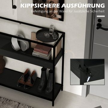 HOMCOM Konsolentisch Flurtisch mit 2 Regalen, Flurkonsole für Eingangsbereich, (Lagerregal, 1-St., Schuhregal), mit Glasplatte