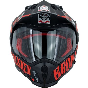 Broken Head Motorradhelm Bone Crusher rot Enduro, inkl. Sonnenblende