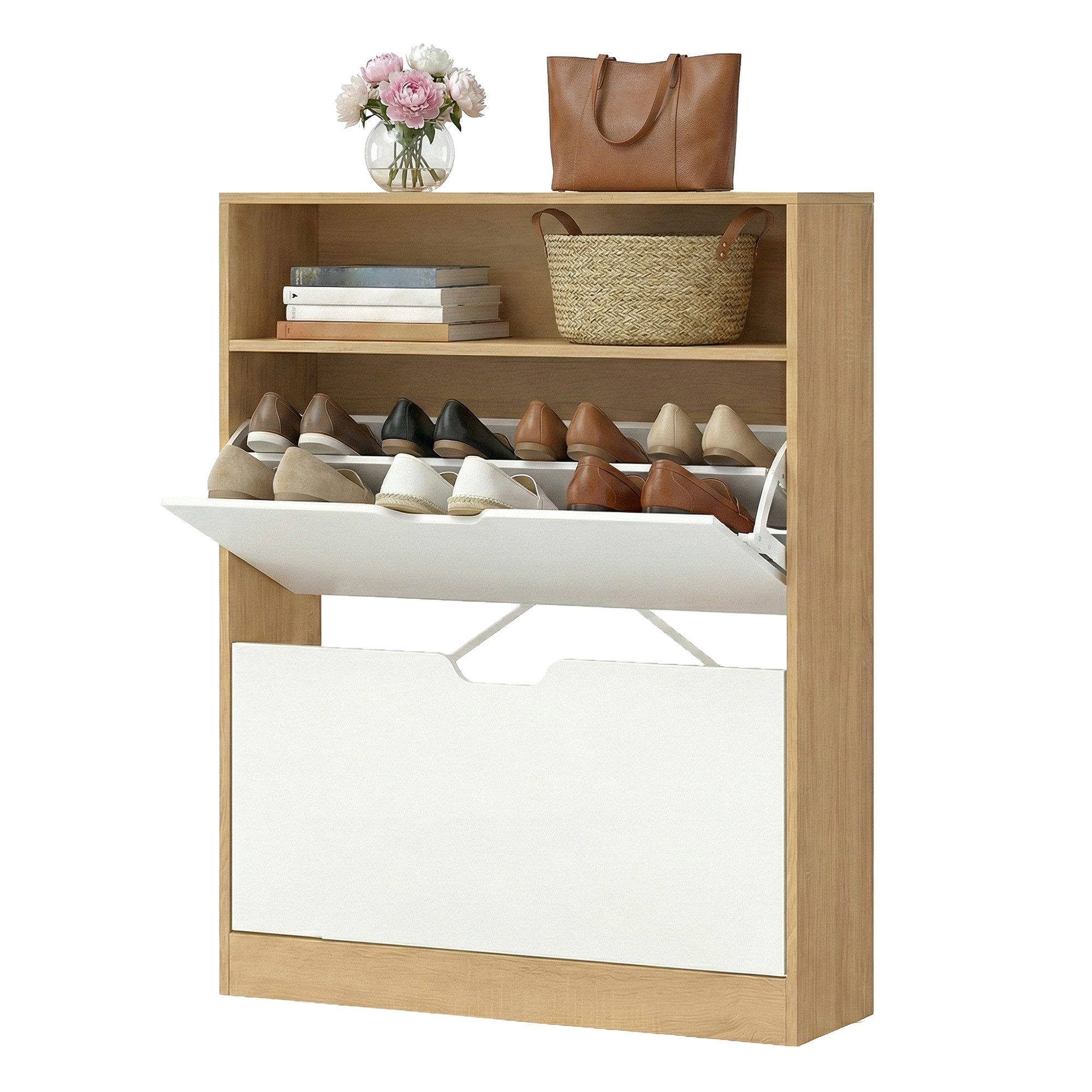 VASAGLE Schuhschrank Schuhregal Mit 2 oder 3 Klappen und zusätzlichen Fächern, Höhe 102/139 cm