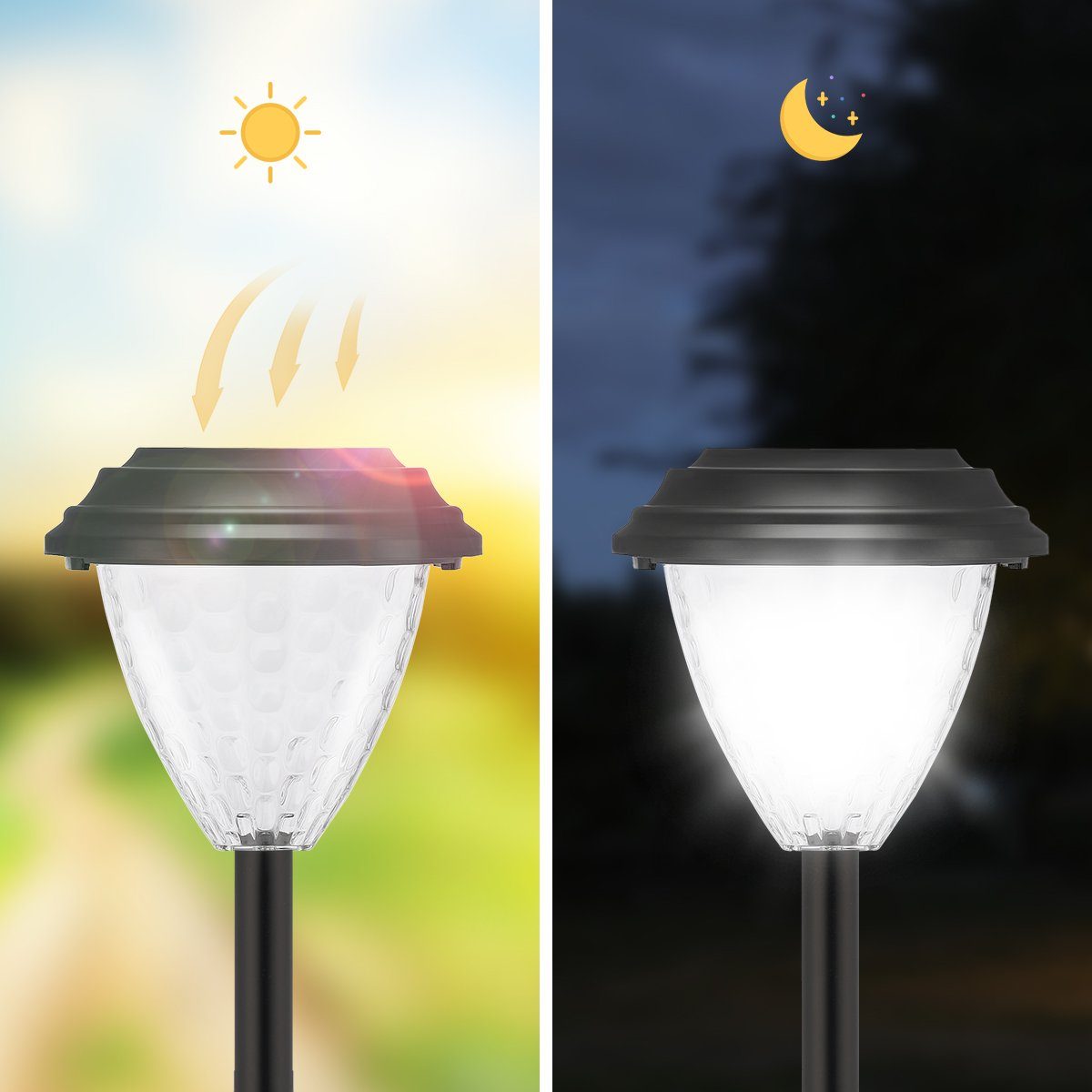 oyajia LED Solarleuchte Solarleuchten EIN/Aus,IP44 4/8x Stück 4 Außen,Kaltweiß,Auto Kaltweiß