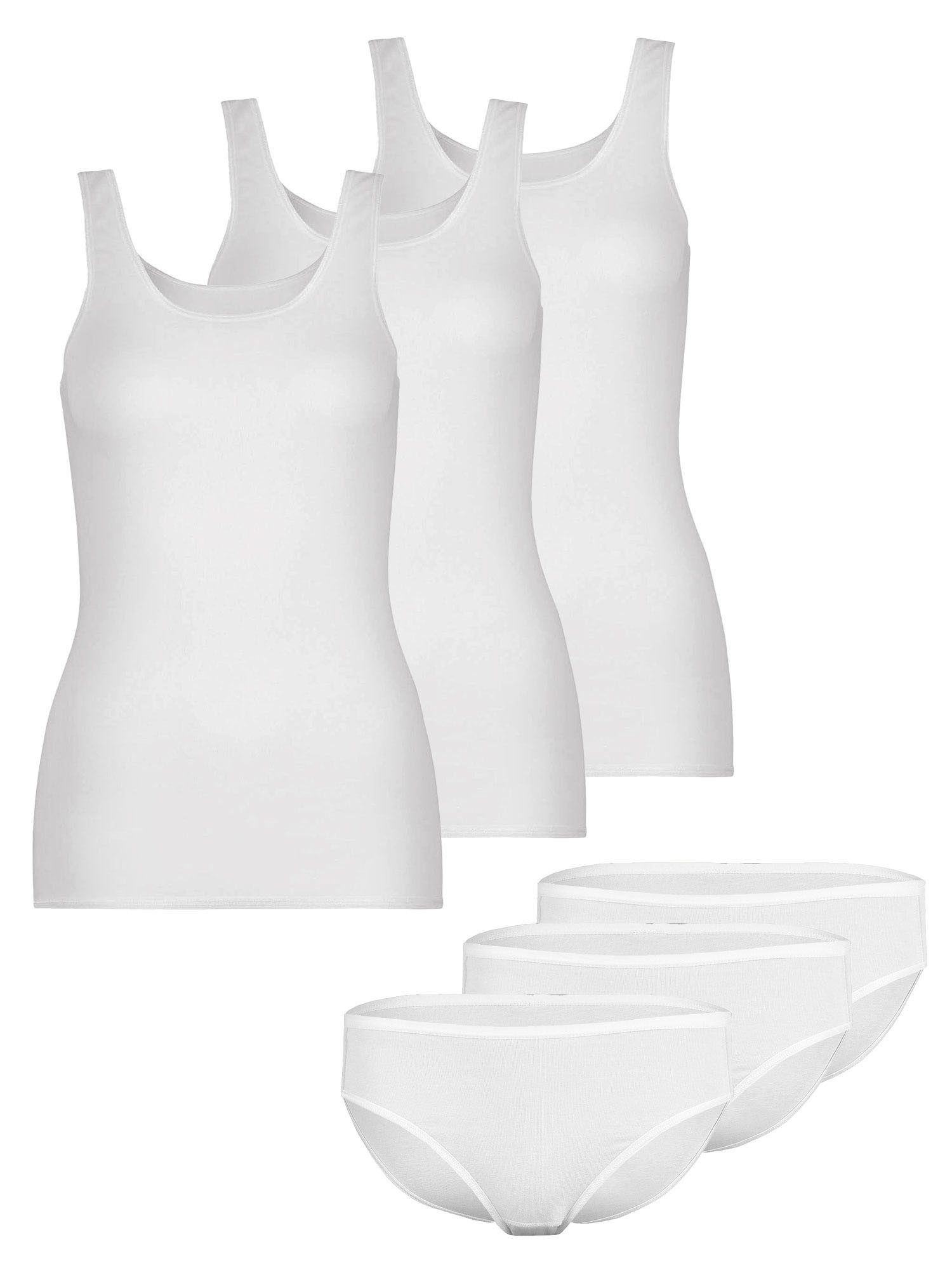 Nina Von C. Set: Unterhemd 6er Pack Damen Achselhemd Damen & Jazzpant Fine C (Packung, 6-tlg) reine Baumwolle, keine störenden Seitennähte