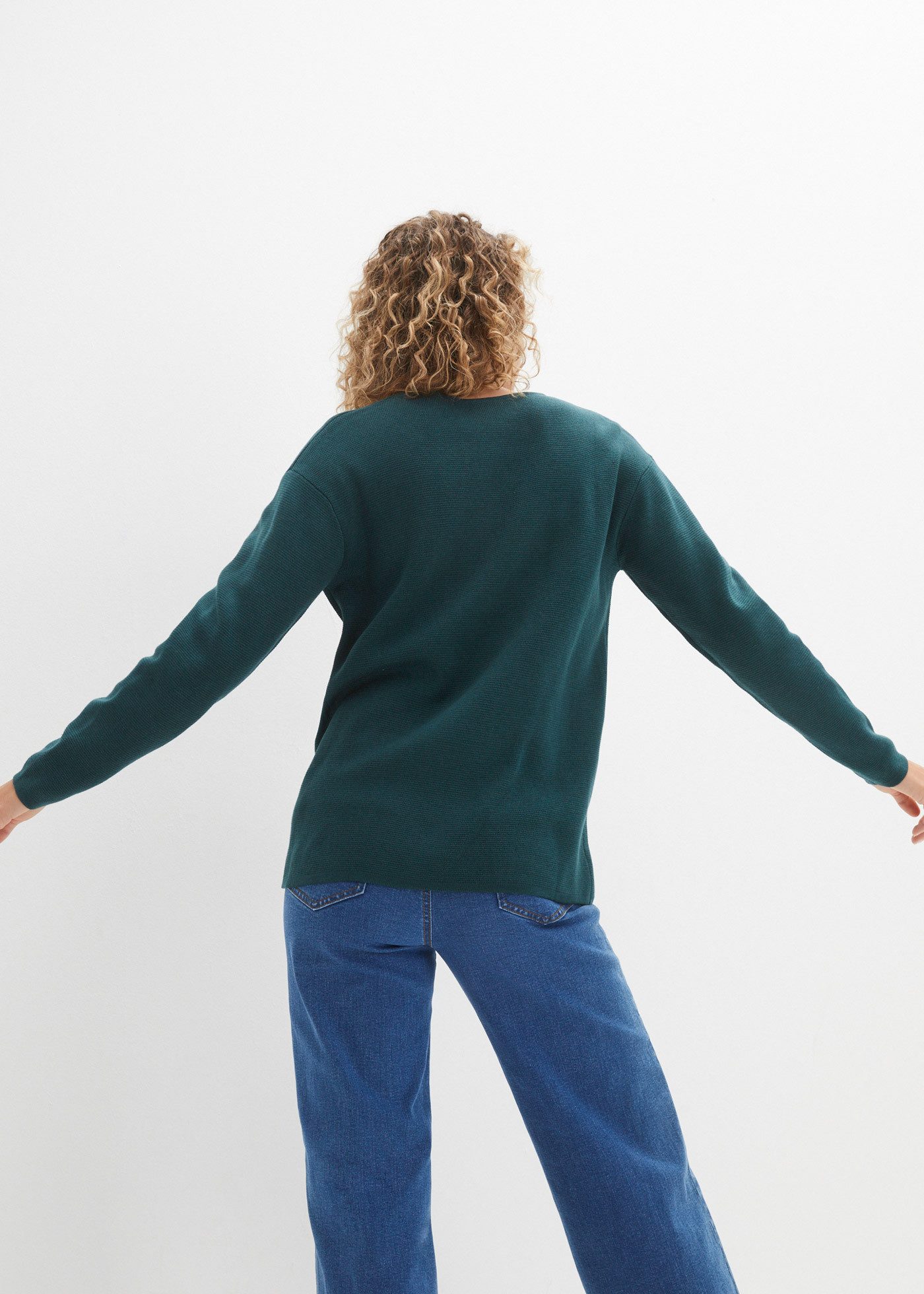 bonprix Strickpullover Milano Rib Pullover mit V-Ausschnitt günstig online kaufen