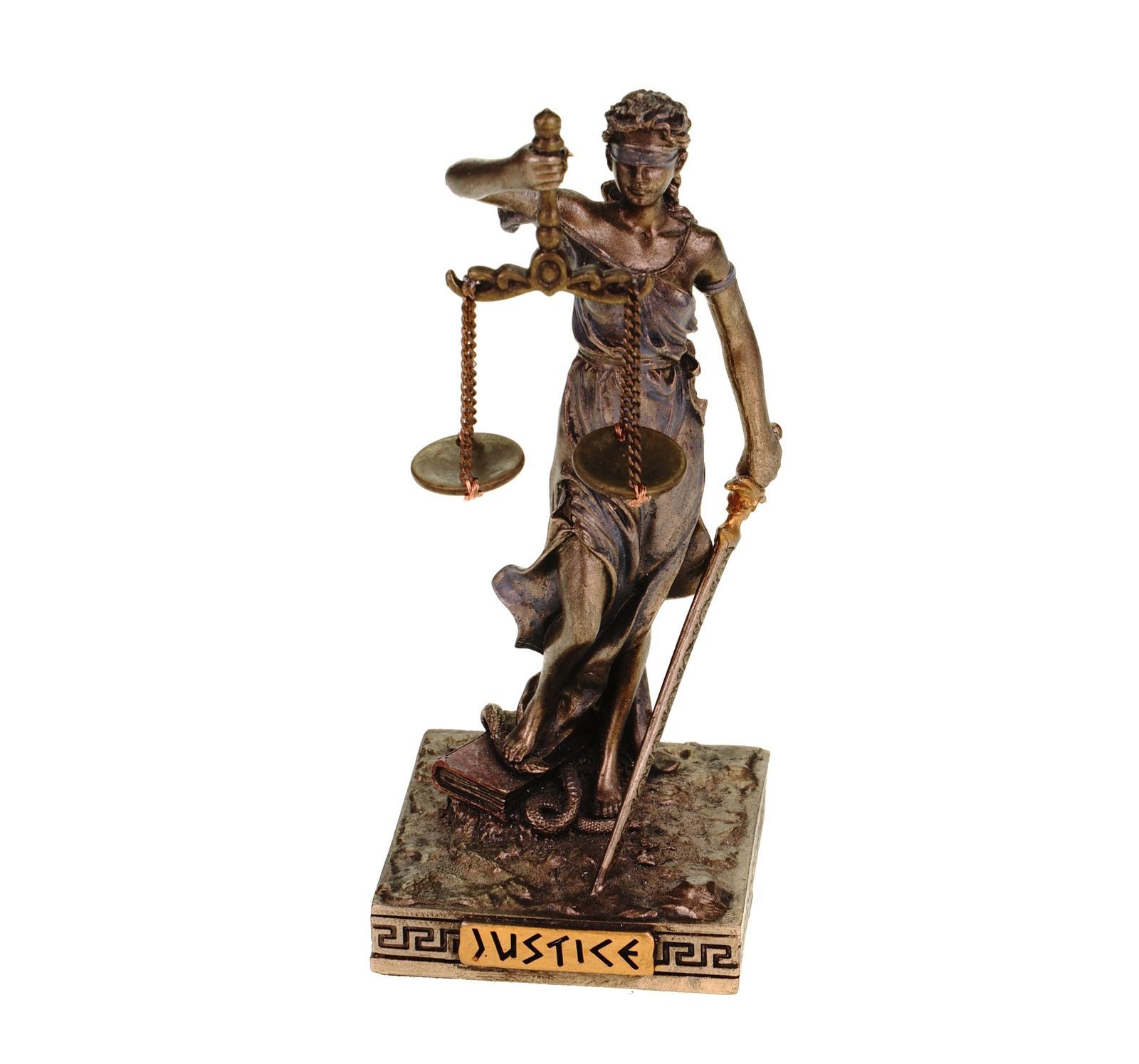 Vogler Dekofigur Göttin der Gerechtigkeit Justitia mit Waage Bronzefarbe Veronese 10cm