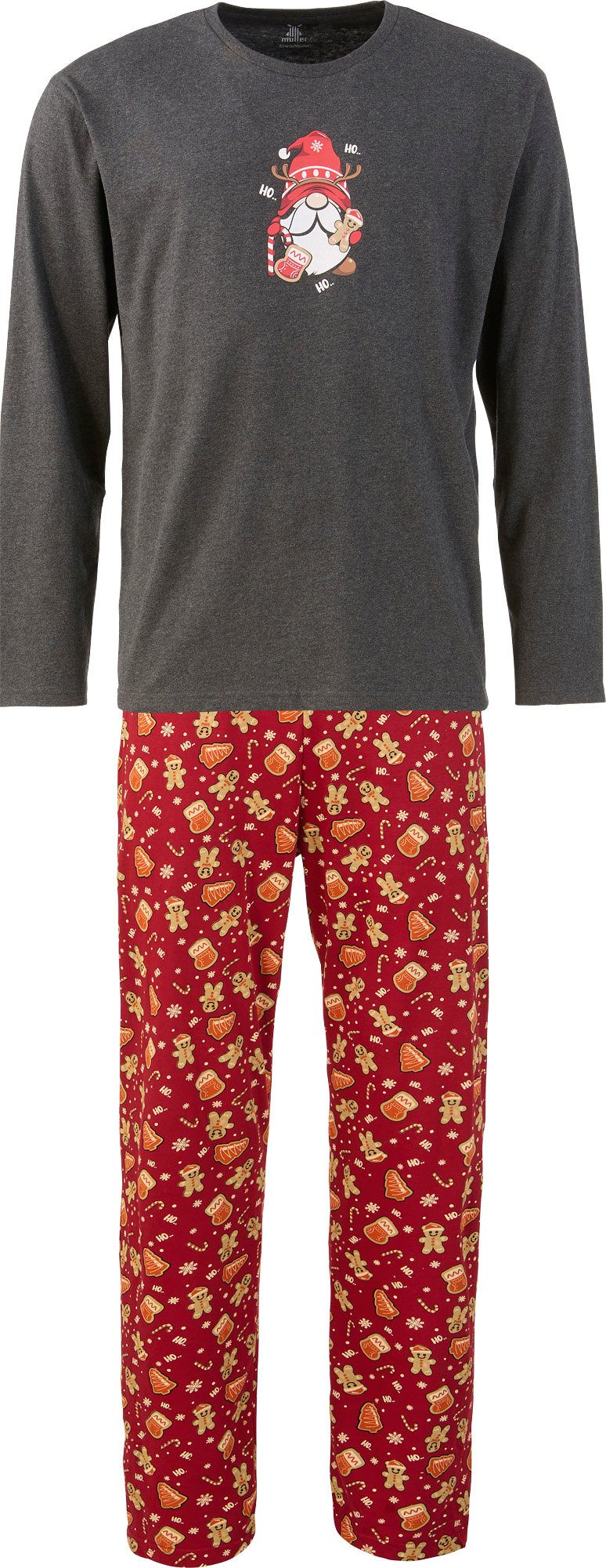 Erwin Müller Pyjama Herren-Schlafanzug Single-Jersey gemustert