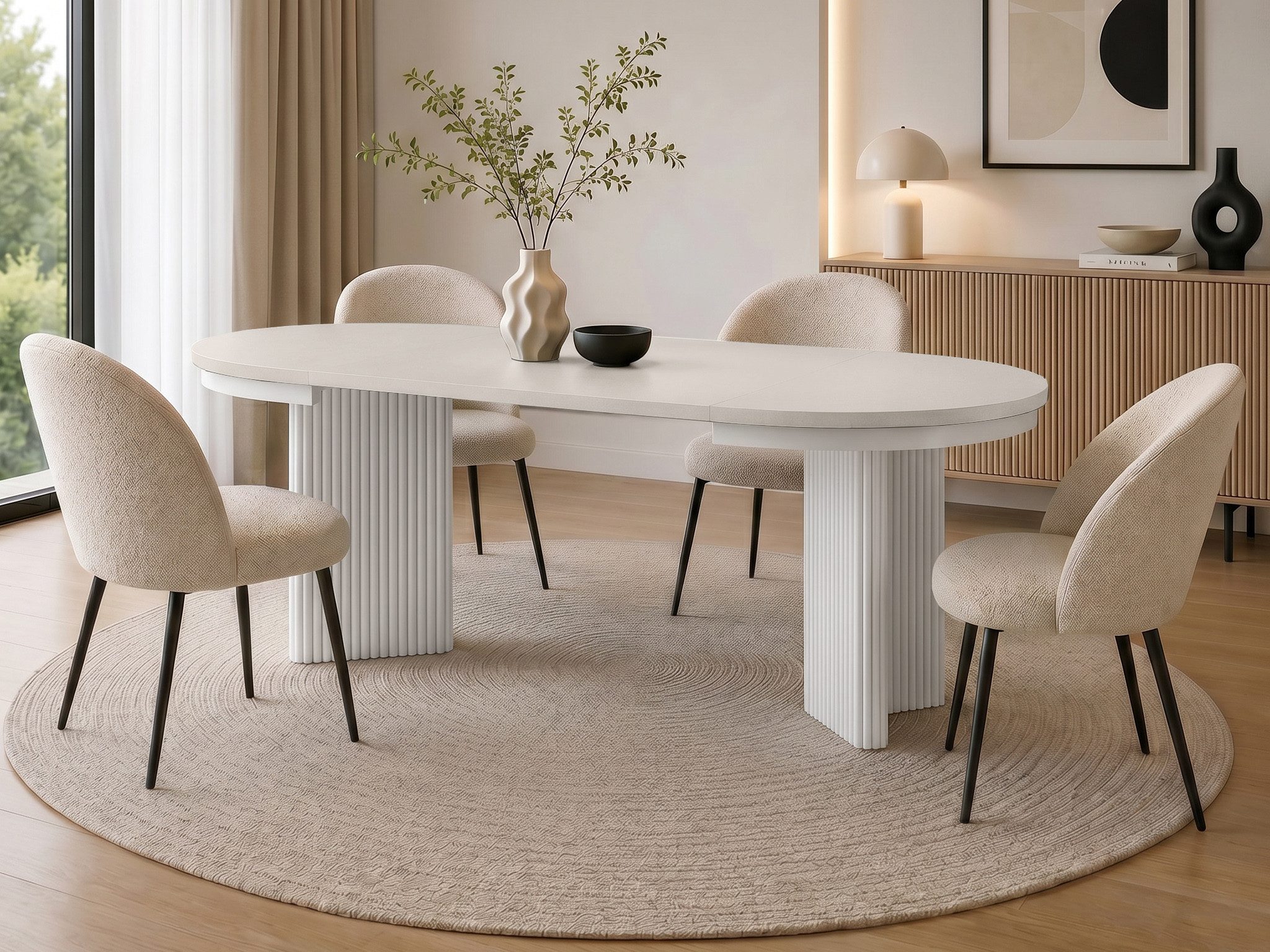 Beautysofa Esstisch PRESTIGE, runder Design-Tisch, ausziehbar Ø 100–180 cm (Metallbeinen, hitze- und verfärbung beständig), verschiedene Farben
