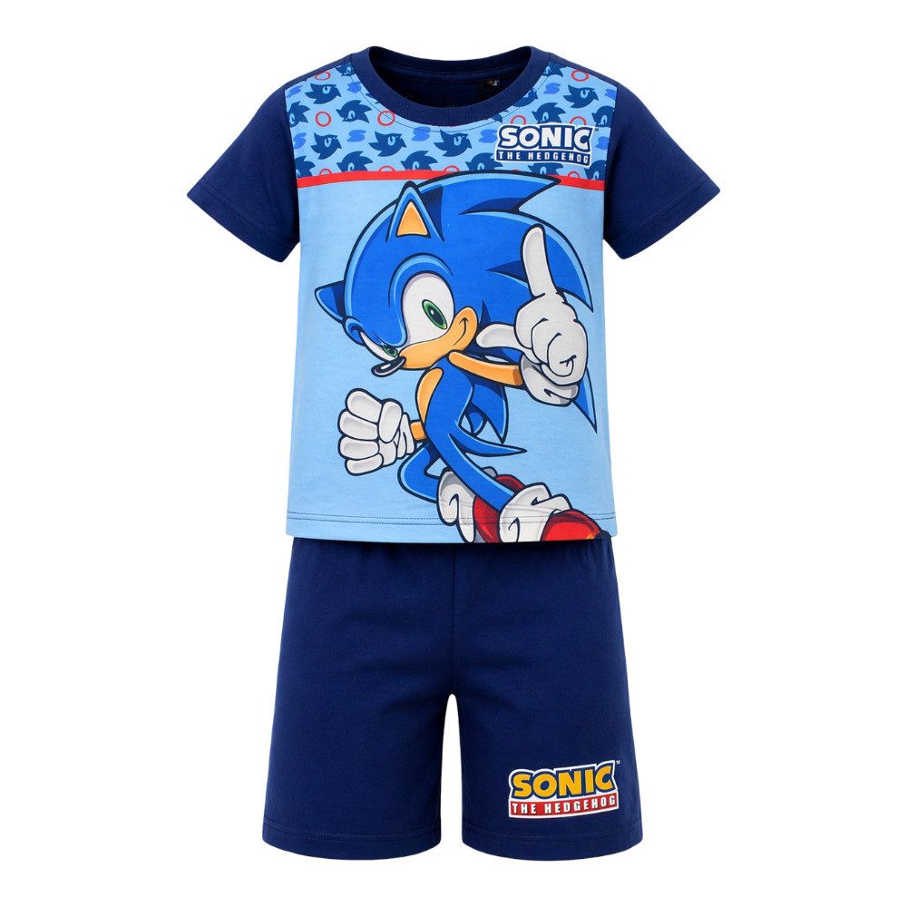 Sonic The Hedgehog Schlafanzug Sonic The Hedgehog Kinder kurz Pyjama Schlafanzug Gr. 98 bis 128, 100% Baumwolle