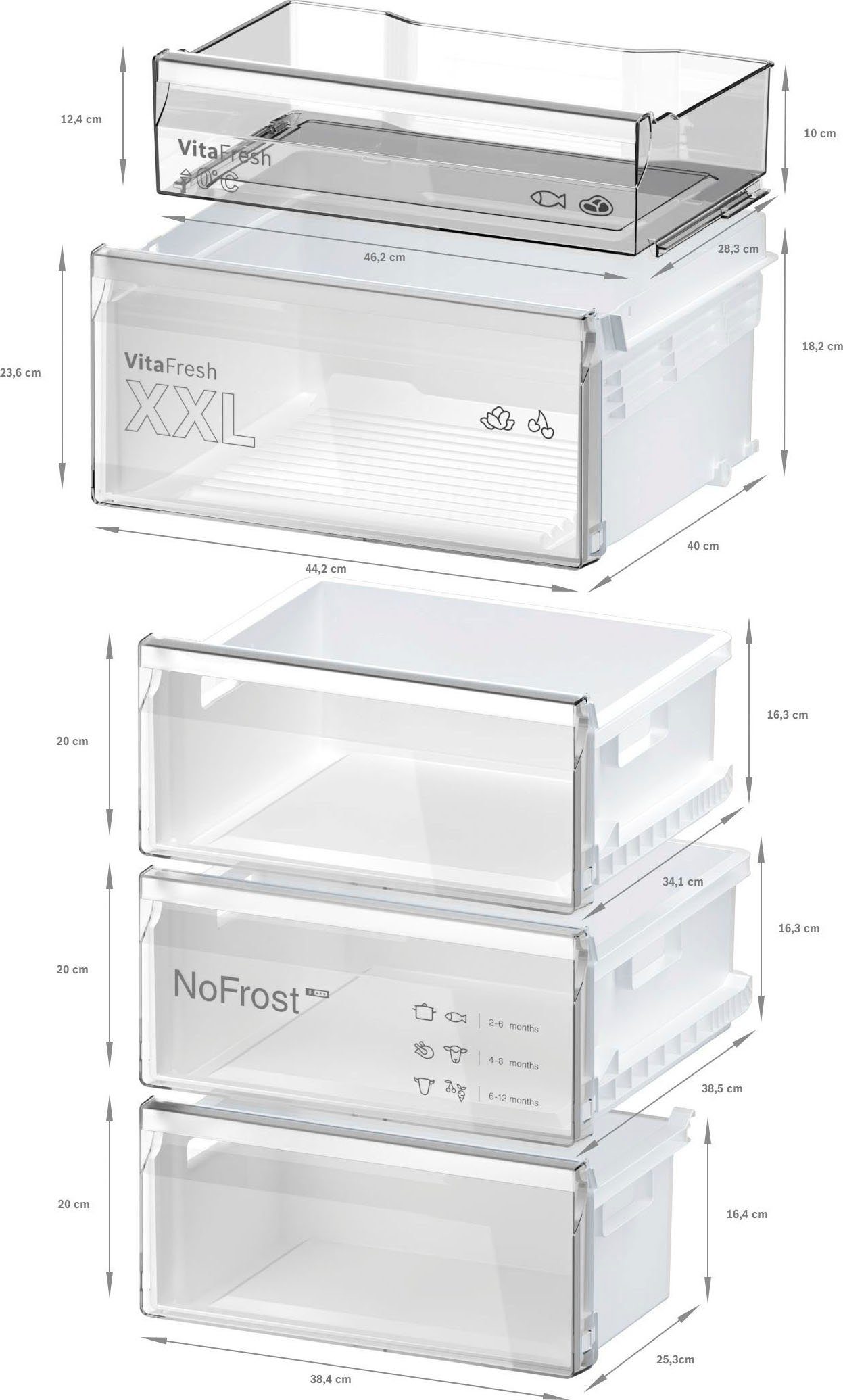 BOSCH breit 203 KGN392ICF, 60 Kühl-/Gefrierkombination Serie 4 hoch, cm cm