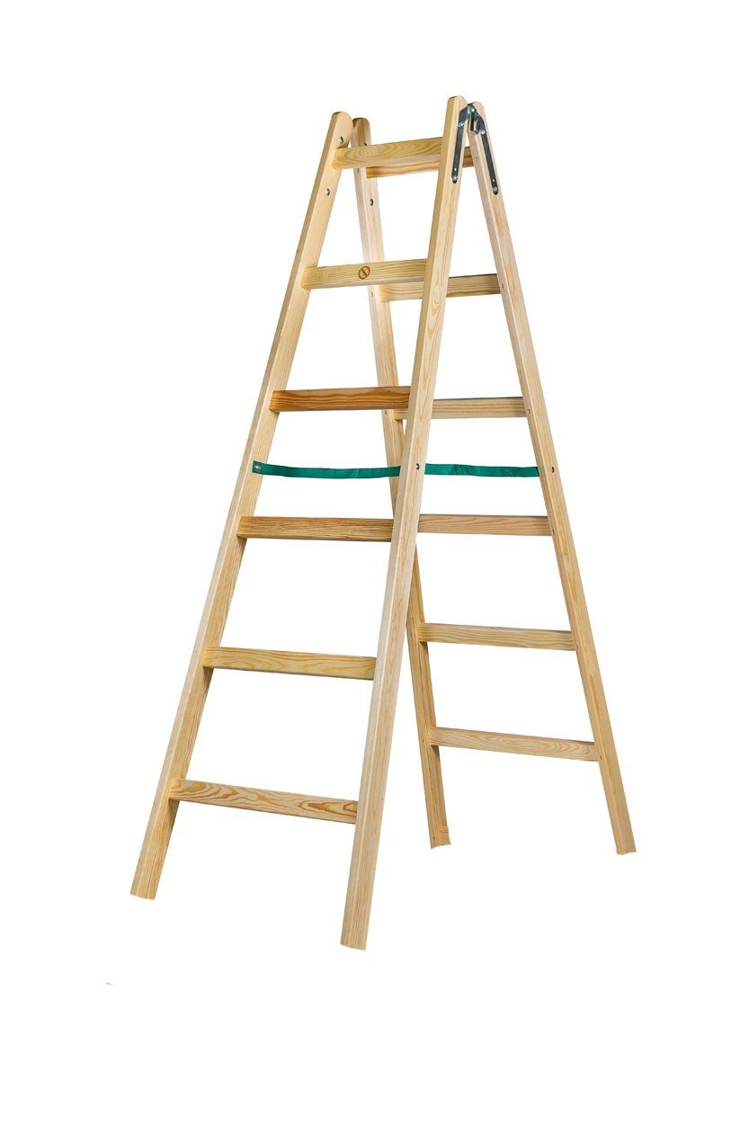 Systafex® Doppelleiter Leiter Doppelstufenleiter Stehleiter Holzleiter 2x6 günstig online kaufen