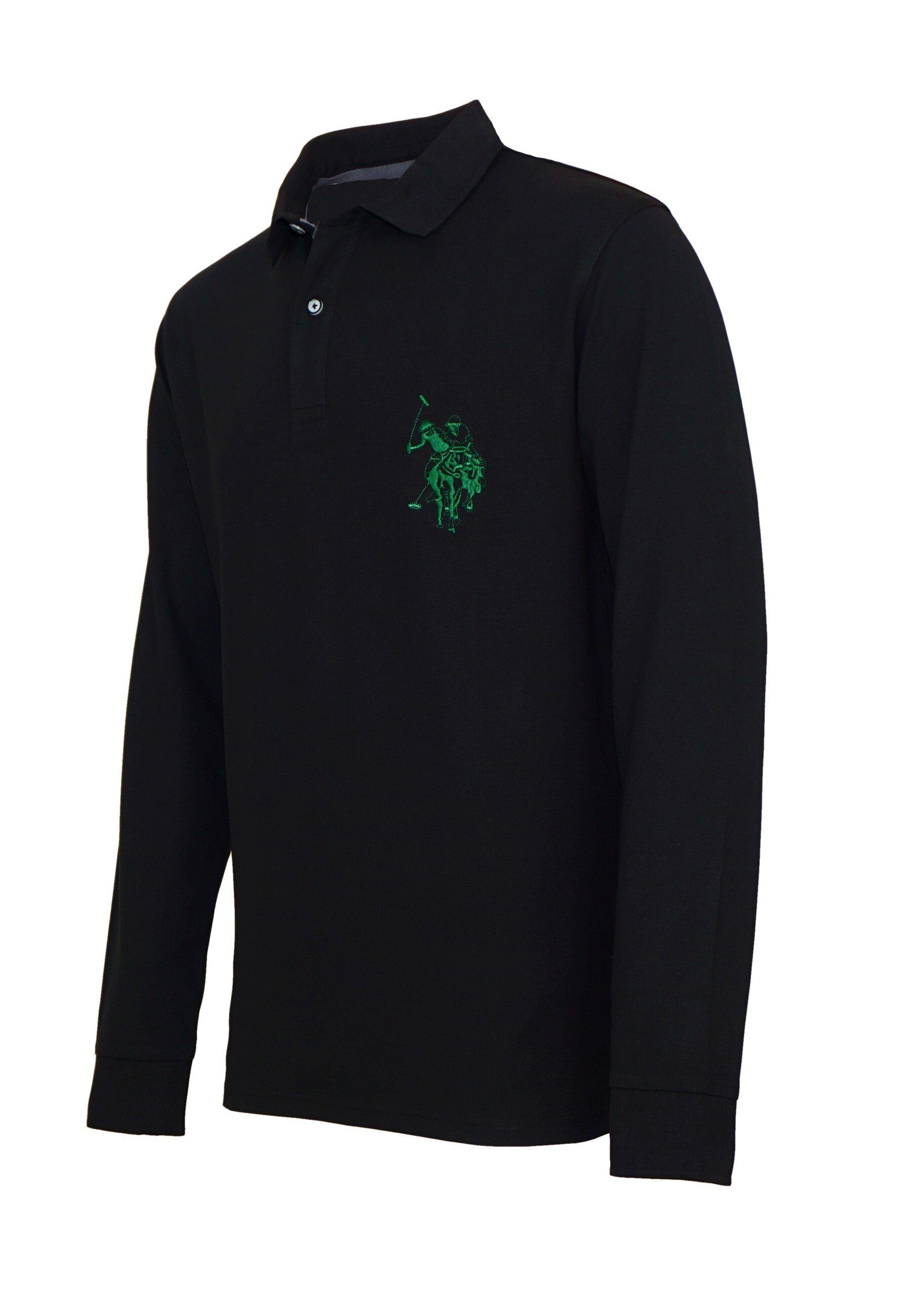 Polo Assn Shirt U.S. Poloshirt schwarz Poloshirt Langarm