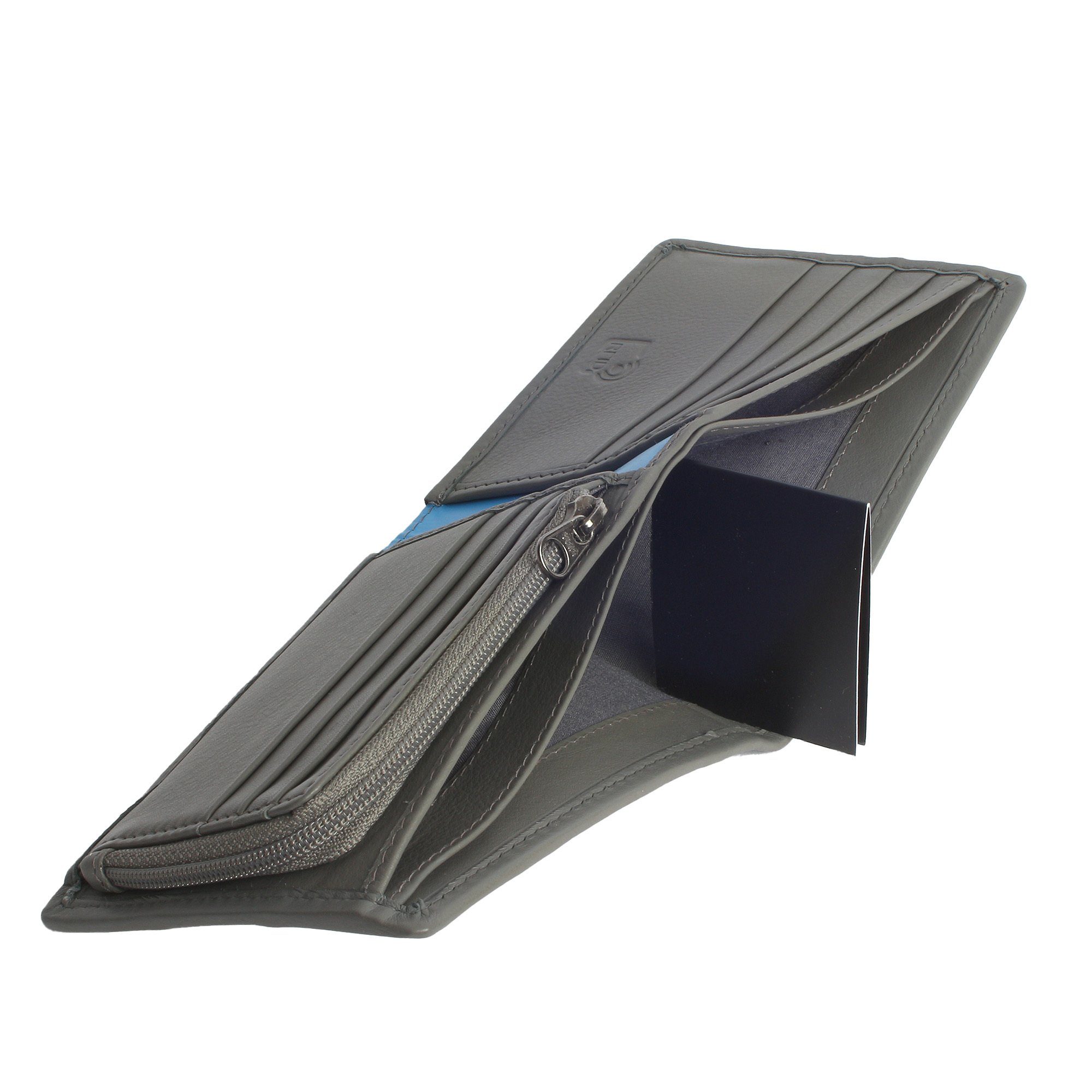 Produktion fairer black-lightblue-grey Geldbörse 7clouds Mekun 7.1, aus Artikel (amfori BSCI)