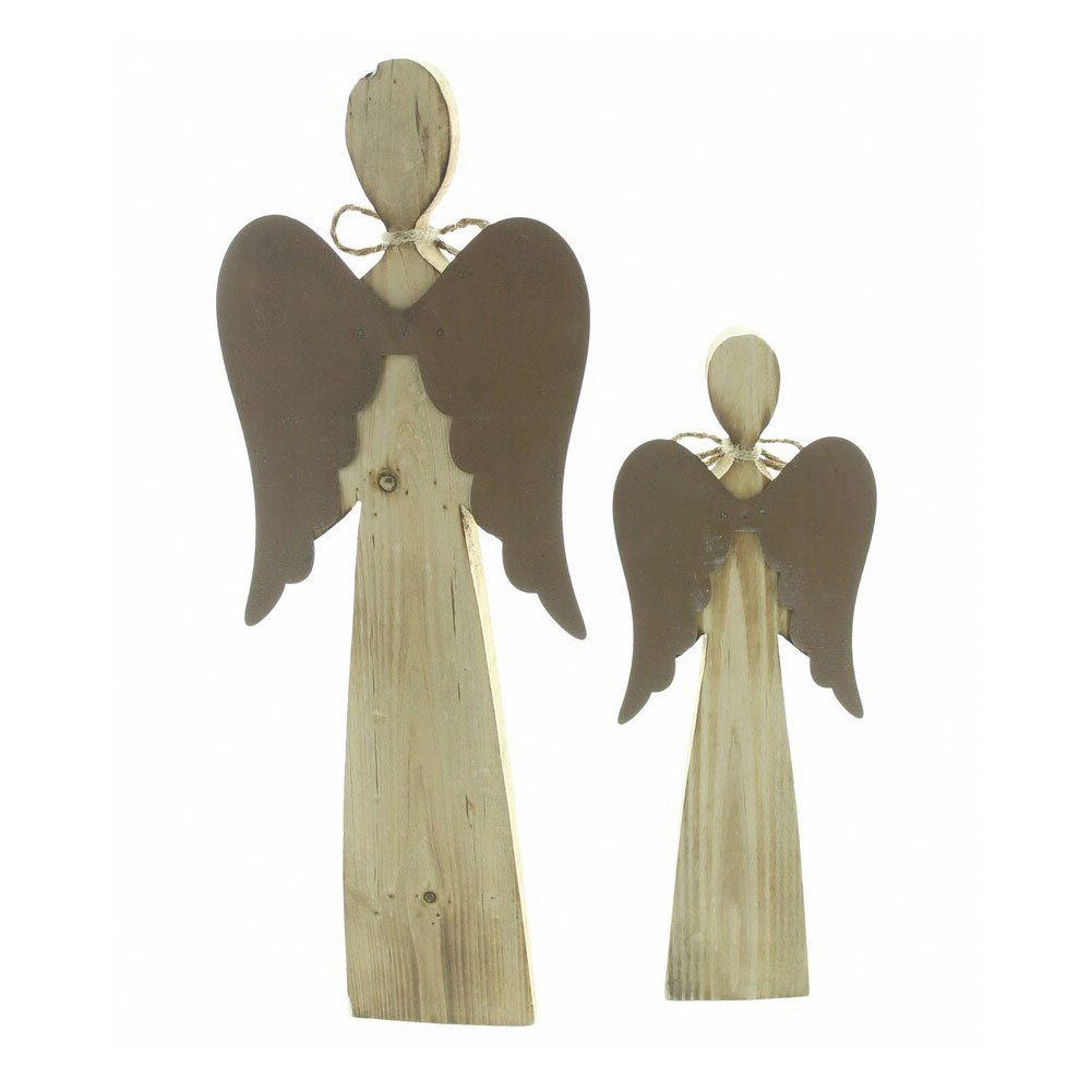 Home-trends24.de Weihnachtsfigur Engel Holz Figur Deko Engelsfigur Weihnachten Set (2 St)