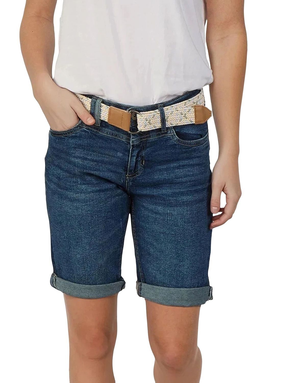 DENIMFY Jeansshorts Damen Shorts DFLena Regular Fit Bermudashorts mit Gürtel