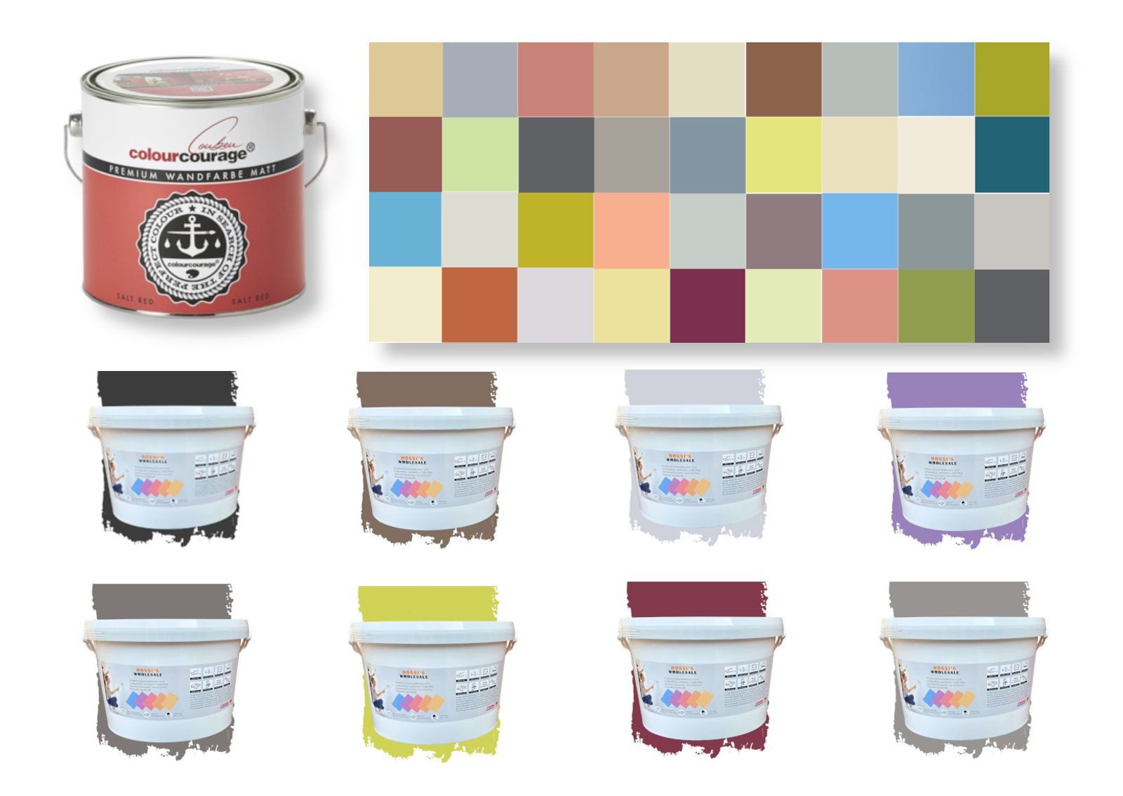 colourcourage Vollton- und Abtönfarbe ColourCourage 2,5 Liter Premium Wandfarbe Innenfarbe Raumfarbe Farbe