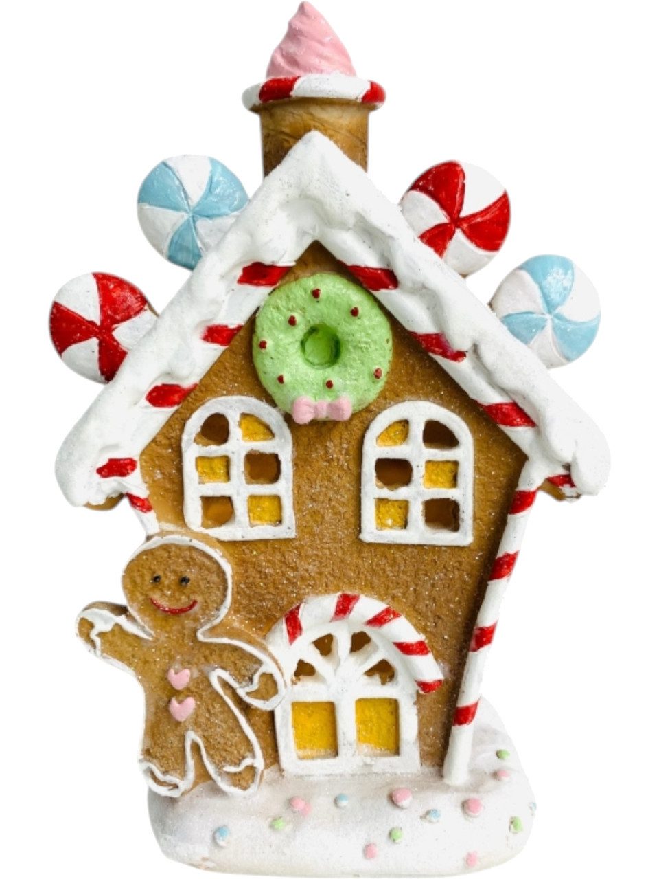 Weihnachtsfigur Dekofigur Pfefferkuchenhaus mit Beleuchtung 20 x